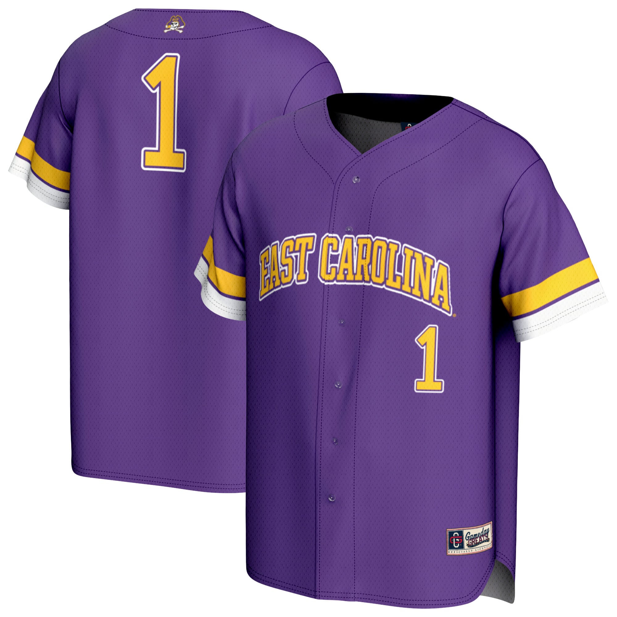 Featherweight Modern Baseball ECU Pirates Jersey No.1 Purple NCAA College Baseball Fan Wear