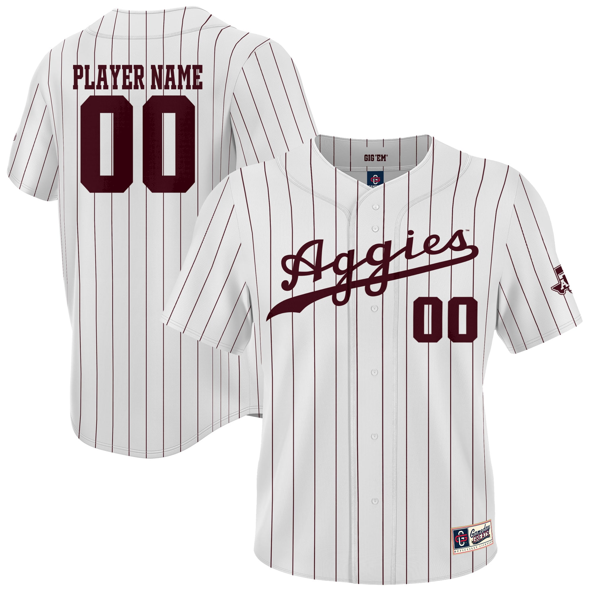 NIL Pick- Baseball Texas A&M Aggies Player Jersey White NCAA College Baseball Fan Wear NIL Pick- Baseball