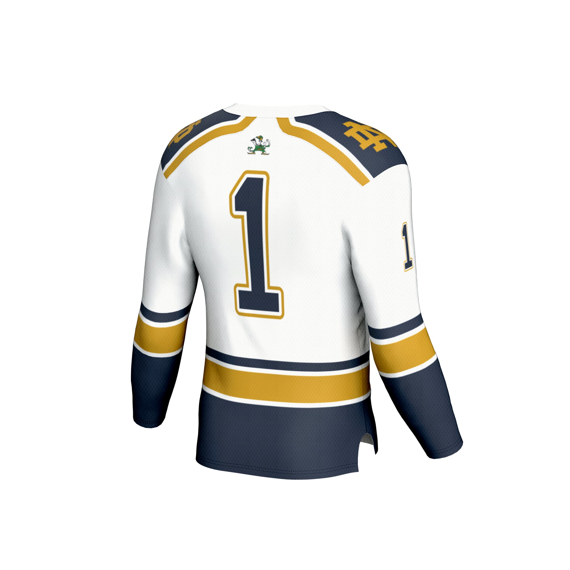 Collegiate Hockey Fashion Notre Dame Fighting Irish Game Jersey No.1 White NCAA College Hockey Fan Wear