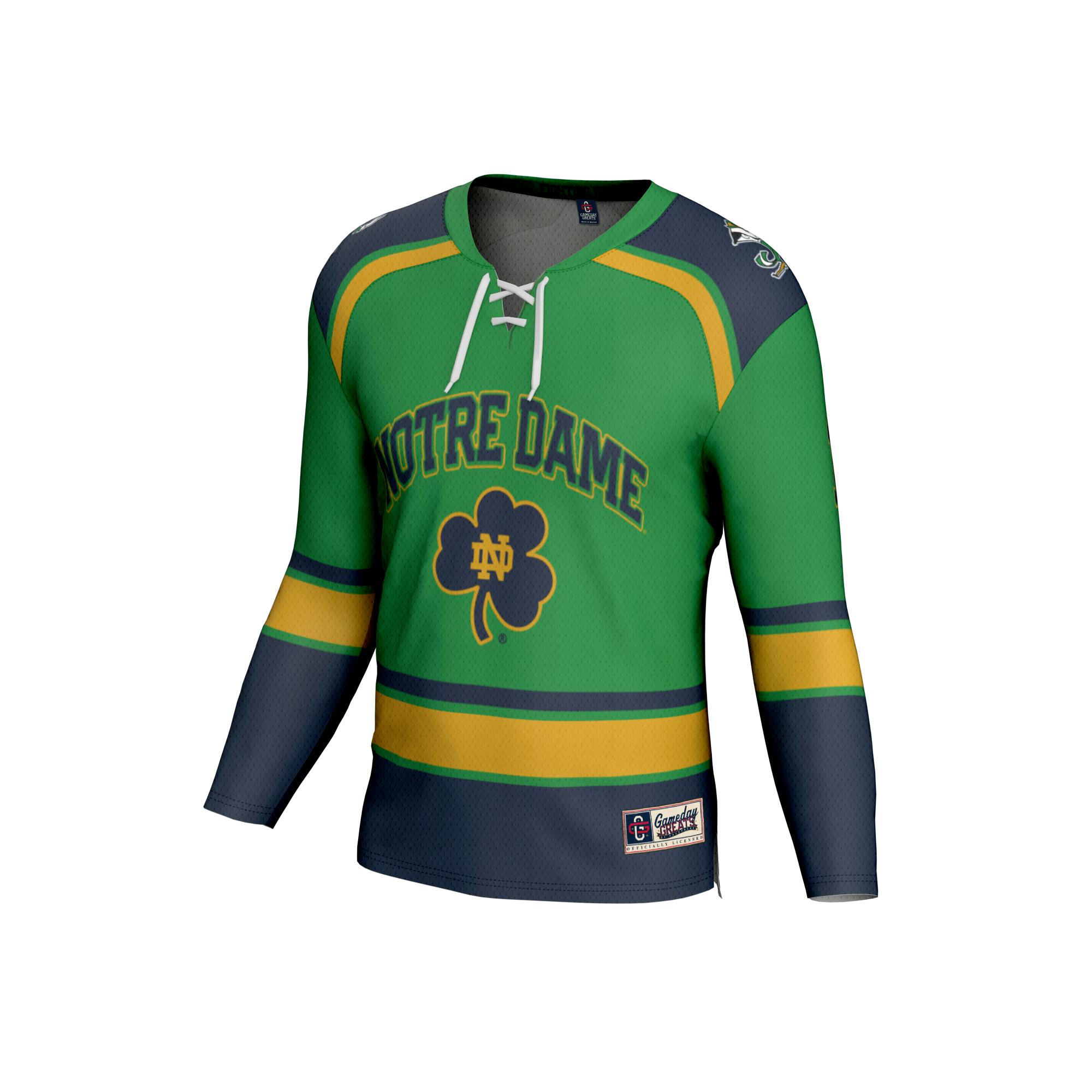 Collegiate Hockey Fashion Notre Dame Fighting Irish Game Jersey Green NCAA College Hockey Fan Wear Collegiate Hockey Fashion