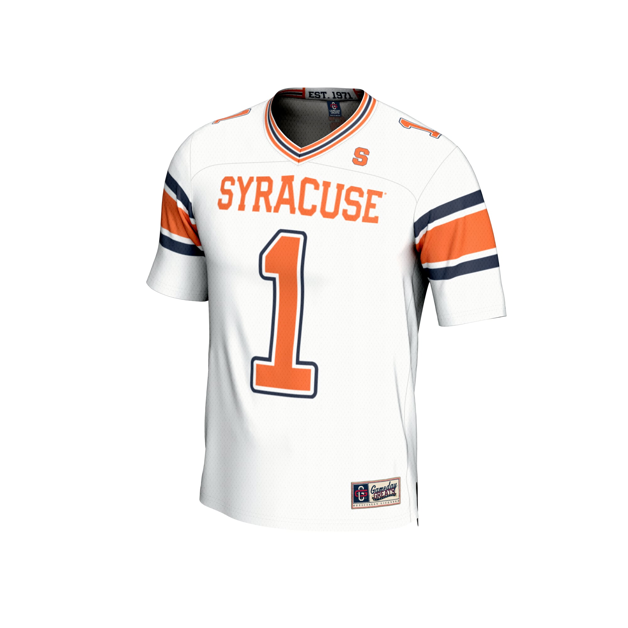 White Collegiate Fashion Syracuse Orange Game Jersey No.1 White NCAA College Football Fan Wear White Collegiate Fashion