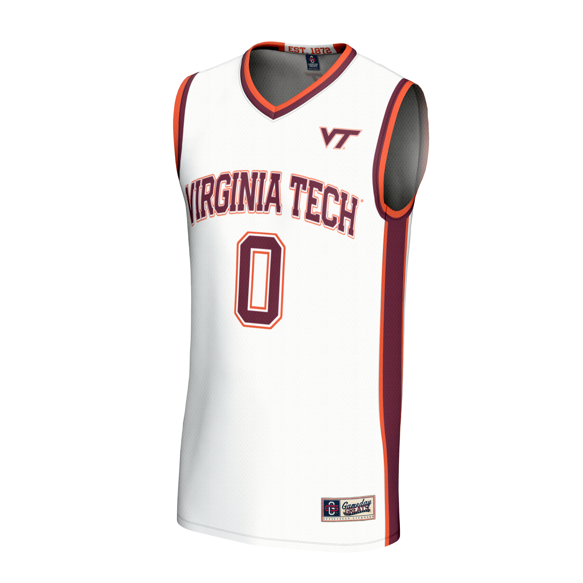 Collegiate Basketball Fashion Virginia Tech Hokies Game Jersey White NCAA College Basketball Fan Wear