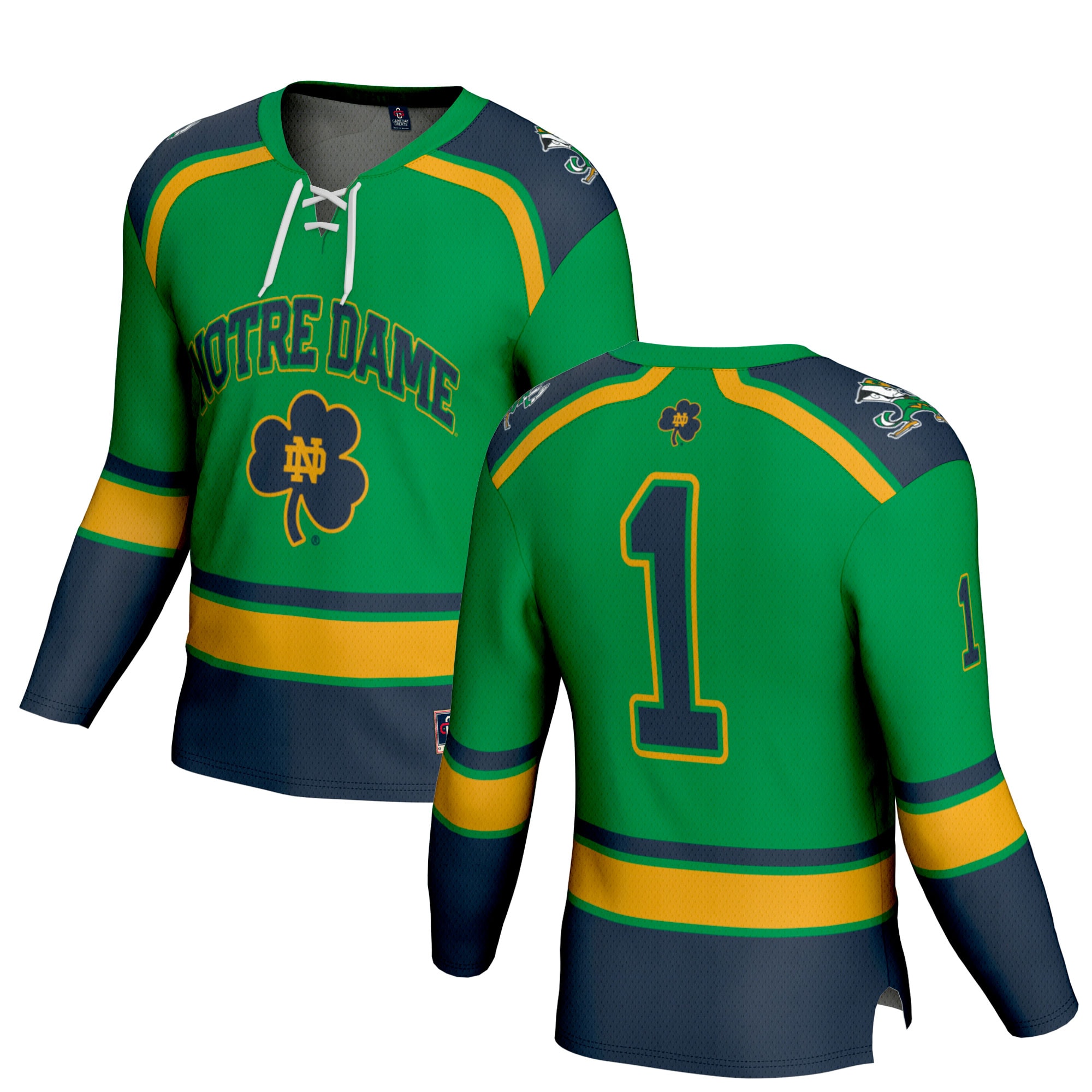 Collegiate Hockey Fashion Notre Dame Fighting Irish Game Jersey Green NCAA College Hockey Fan Wear