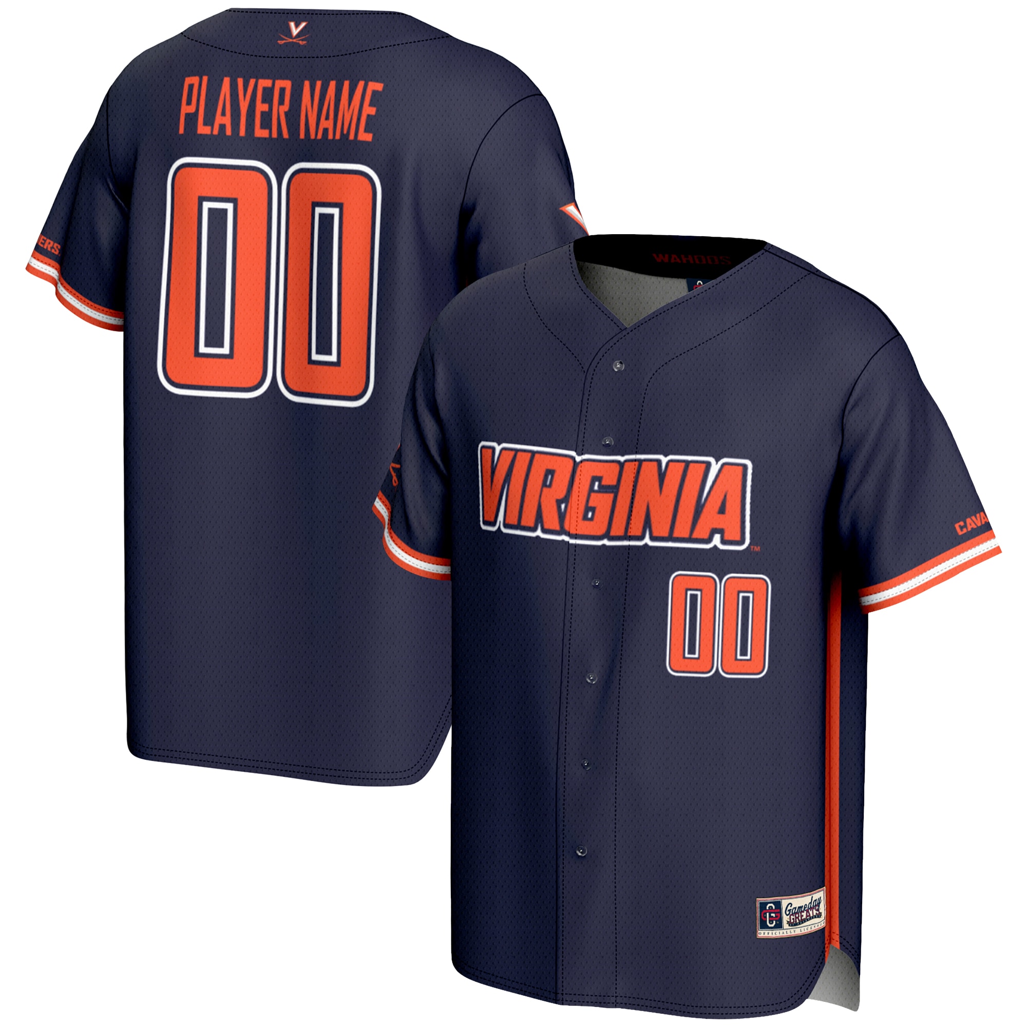 NIL Pick Baseball Virginia Cavaliers Player Jersey Navy NCAA College Baseball Fan Wear