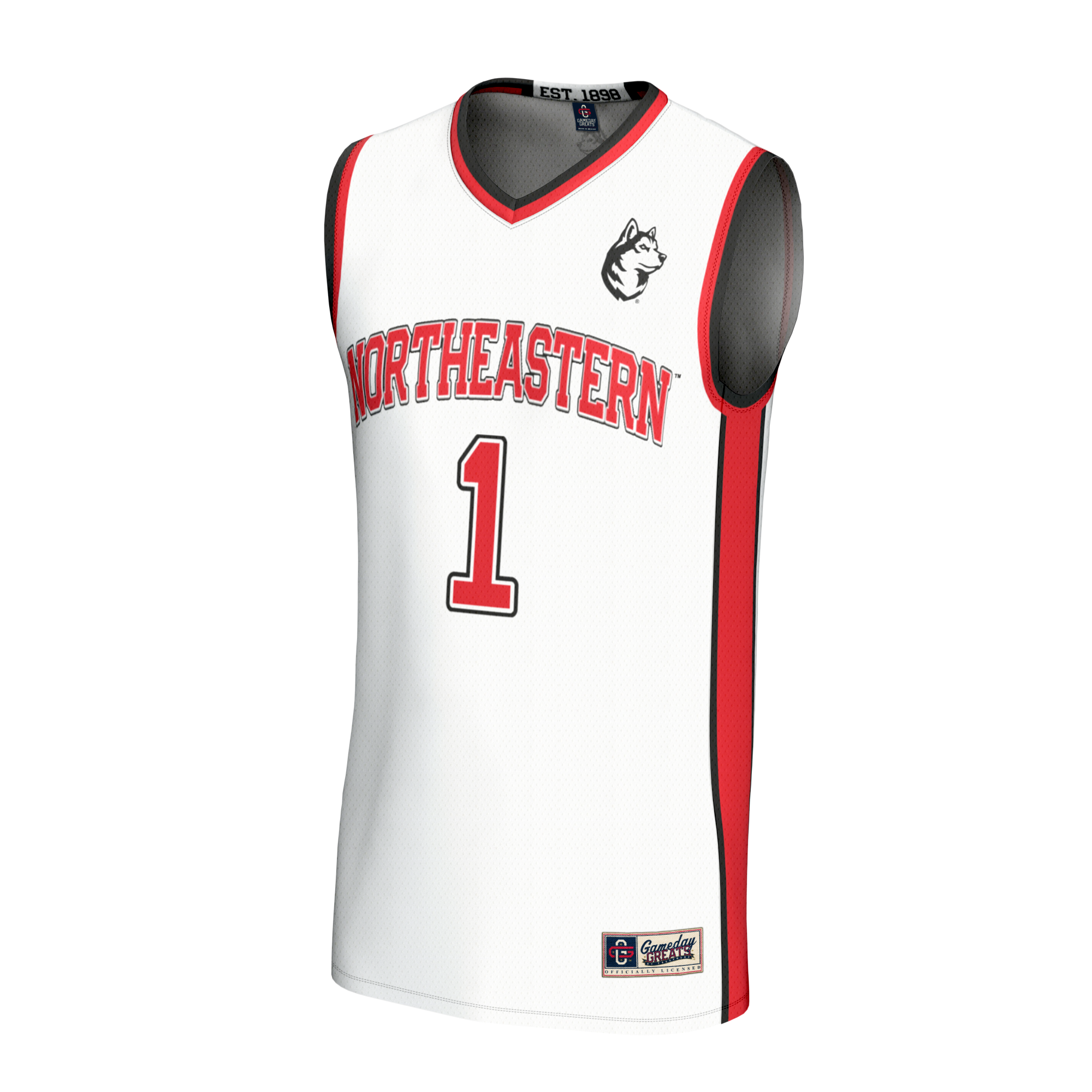 Collegiate Basketball Fashion Northeastern Huskies Game Jersey White NCAA College Basketball Fan Wear