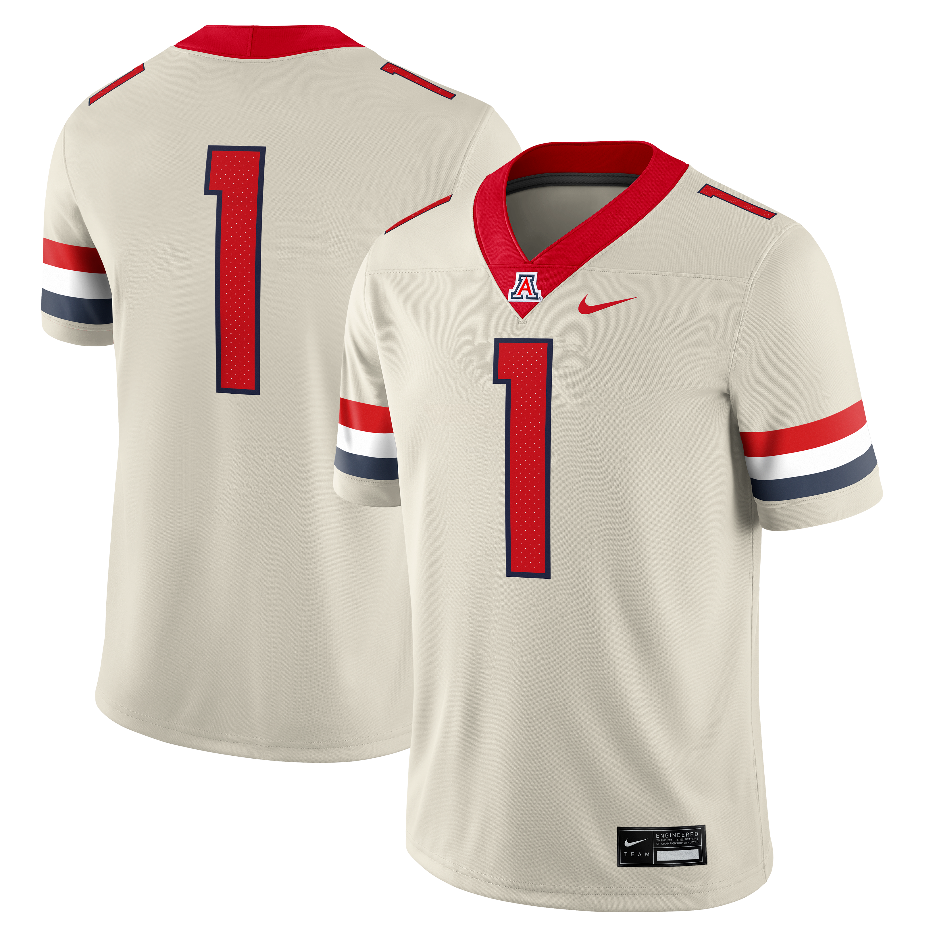 Arizona Wildcats Alternate Jersey No.1 Cream NCAA College Football Fan Wear No.1