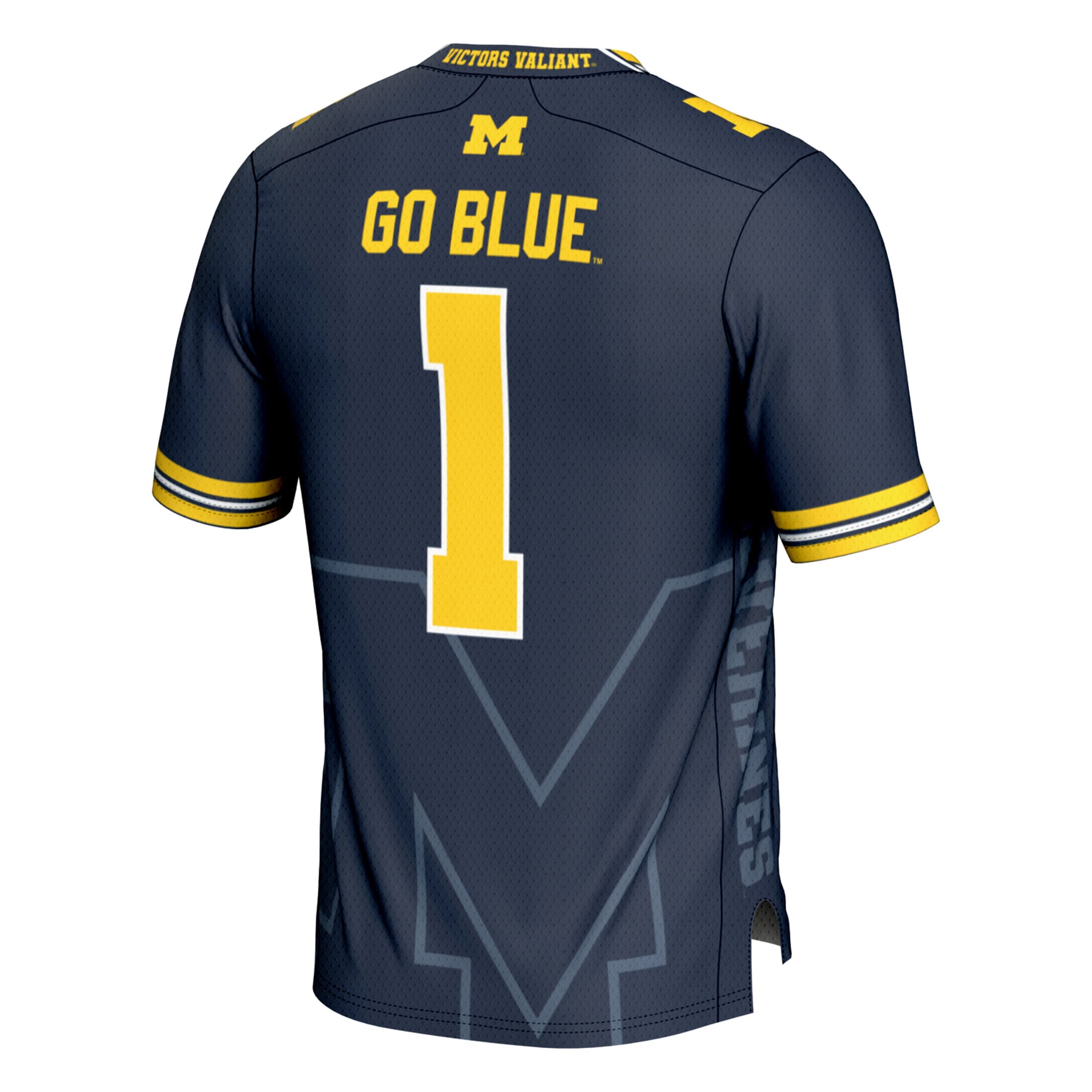 Print Fashion Michigan Wolverines Game Jersey Navy NCAA College Football Fan Wear Print Fashion