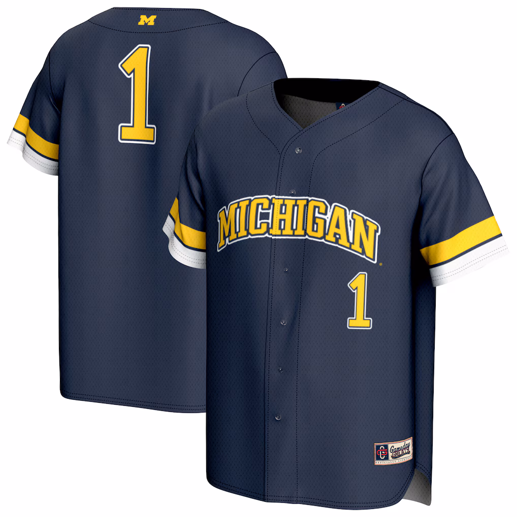 Pick- Baseball Fashion Michigan Wolverines Player Jersey Navy NCAA College Baseball Fan Wear