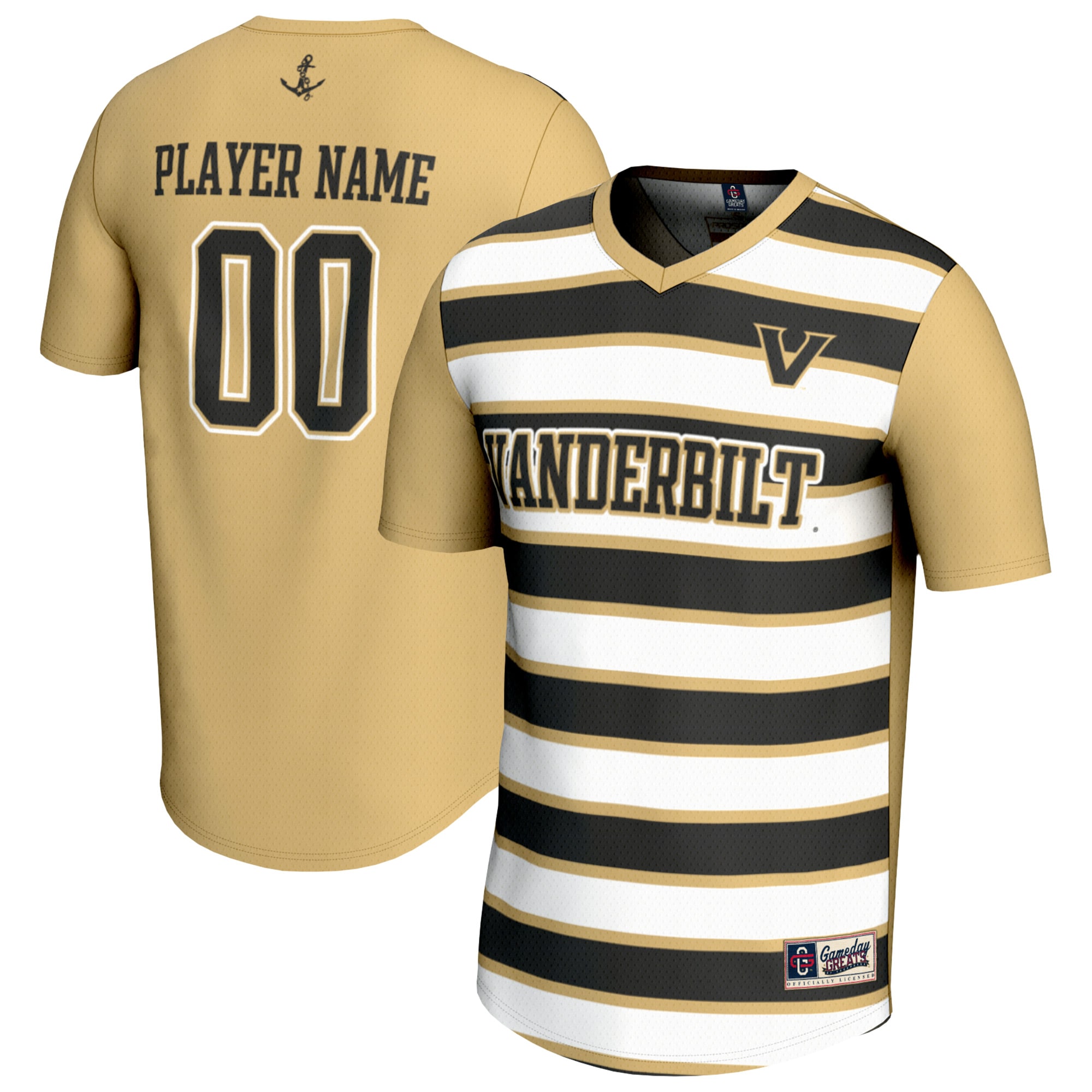 NIL Pick- Collegiate Vanderbilt Commodores Player Jersey Gold NCAA College Volleyball Fan Wear NIL Pick- Collegiate