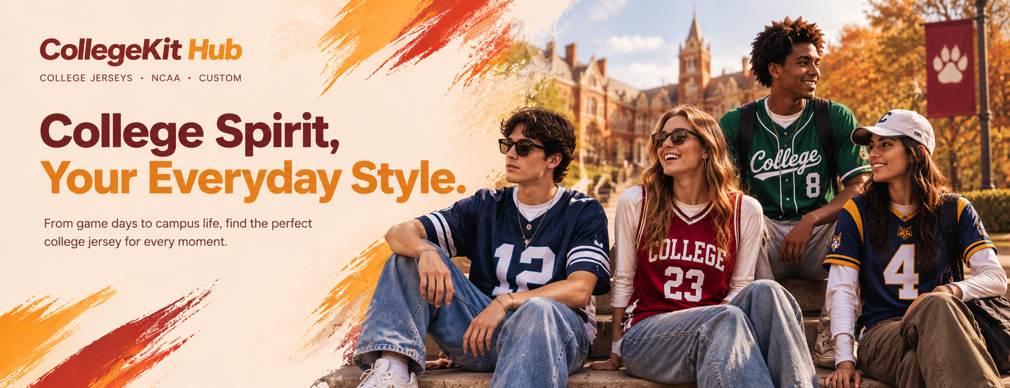 CollegeKit Hub college jerseys styled for campus life, game days, tailgates, and casual everyday outfits, featuring college-inspired football, baseball, and basketball fanwear.