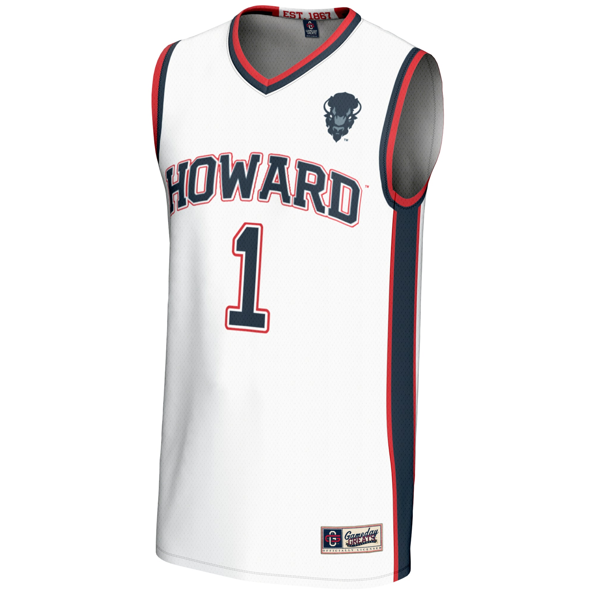 Basketball Howard Bison Game Jersey White NCAA College Basketball Fan Wear Basketball