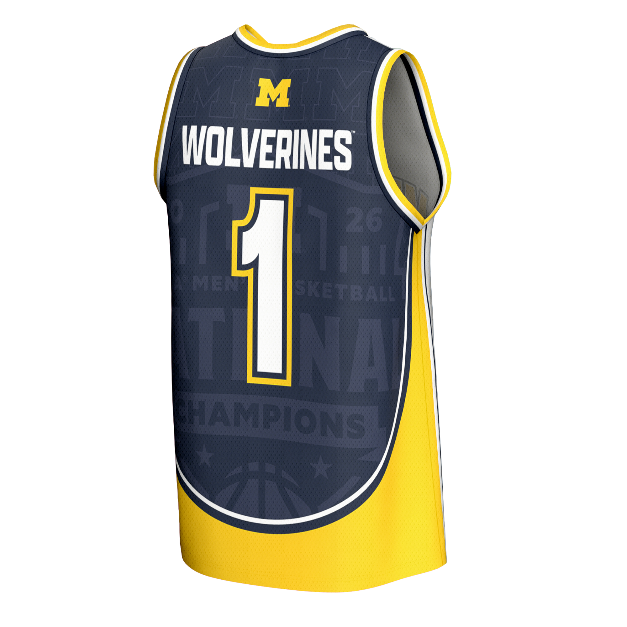 White Basketball Champions Michigan Wolverines Game Jersey No.1 White NCAA College Basketball Fan Wear