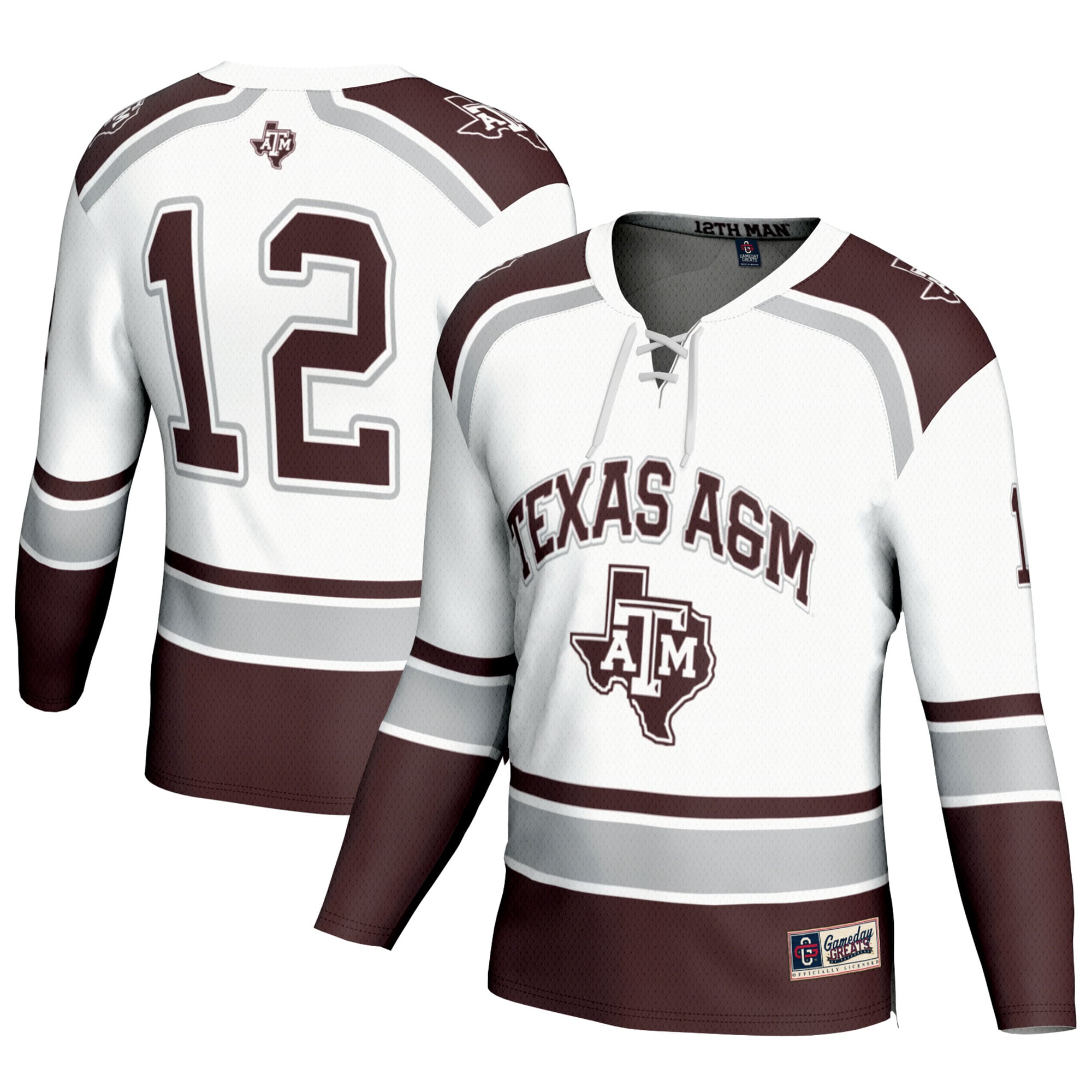 Hockey Texas A&M Aggies Jersey No.12 White NCAA College Hockey Fan Wear