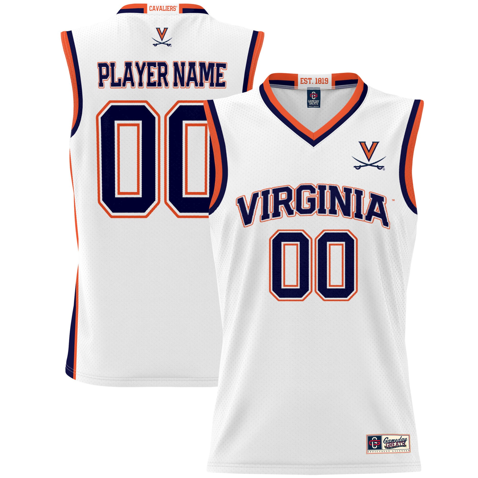 NIL Pick- Basketball Virginia Cavaliers Player Jersey White NCAA College Basketball Fan Wear
