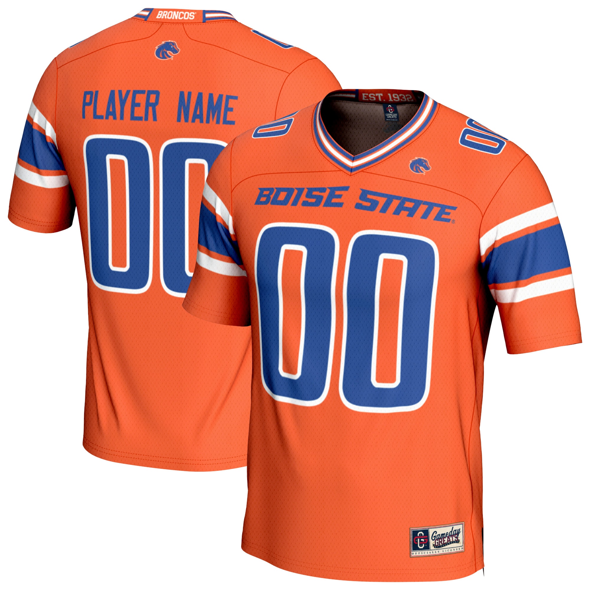 NIL Pick- Collegiate Boise State Broncos Player Jersey Orange NCAA College Football Fan Wear