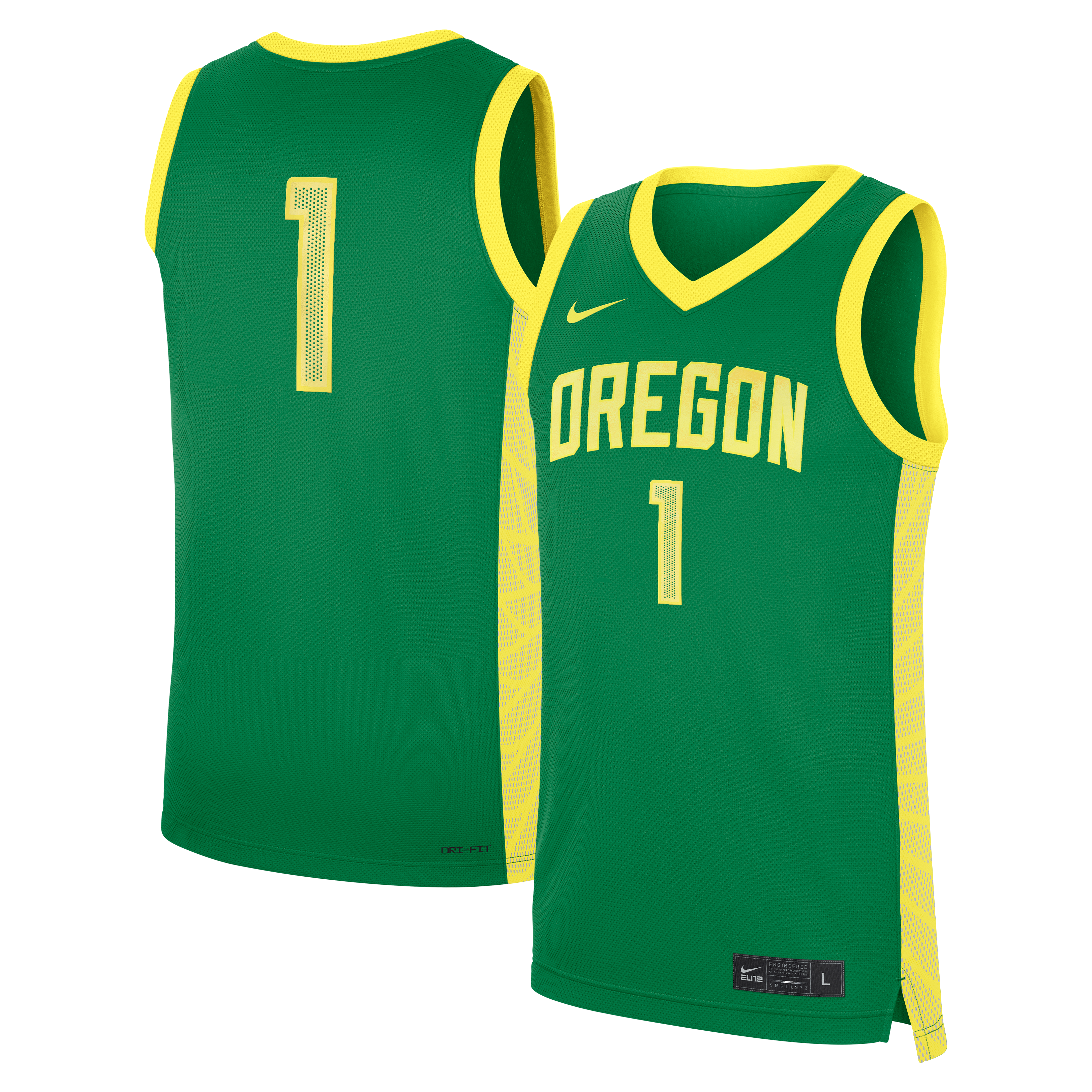 Green Road Basketball Oregon Ducks Jersey No.1 Green NCAA College Basketball Fan Wear
