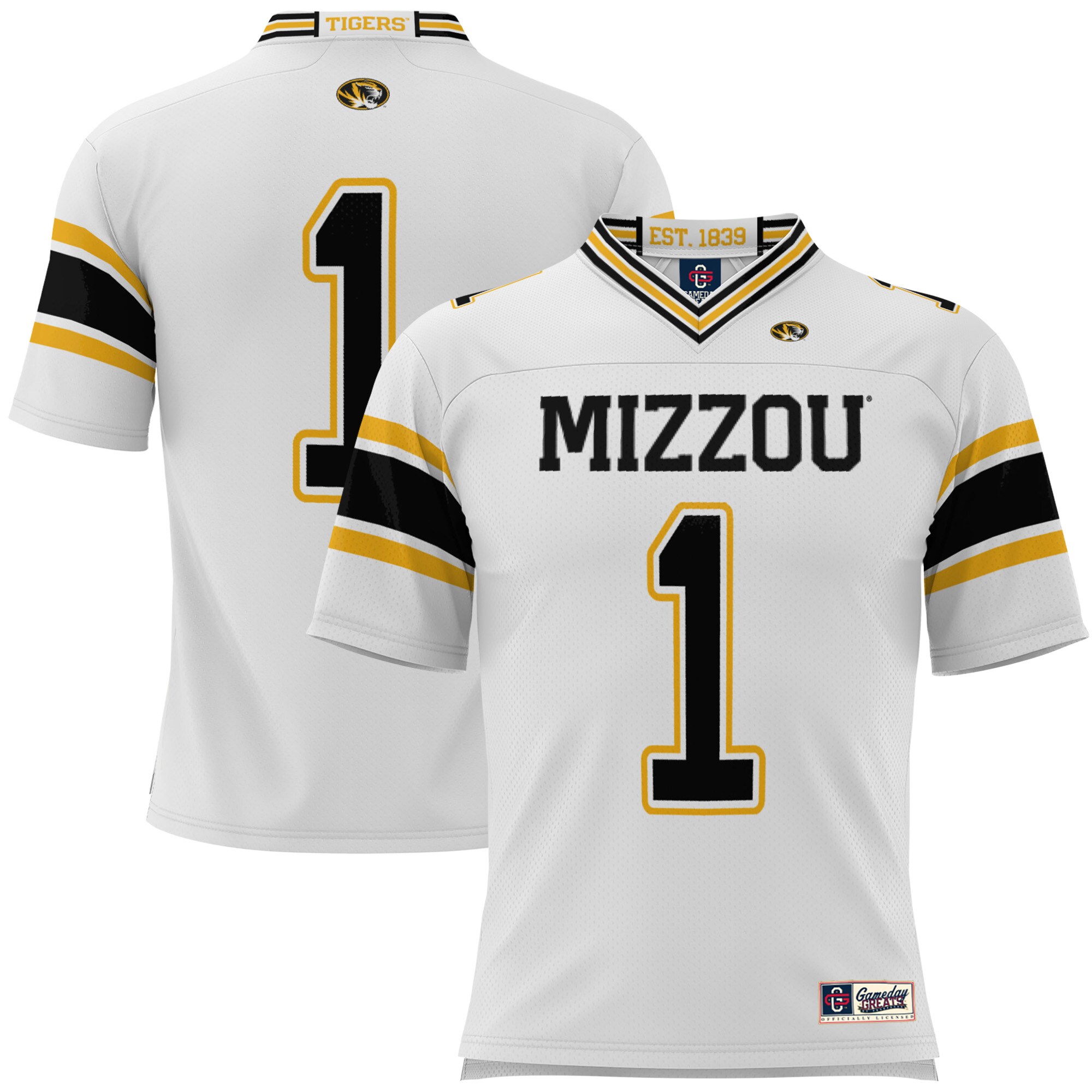 Missouri Tigers Game Jersey White NCAA College Football Fan Wear