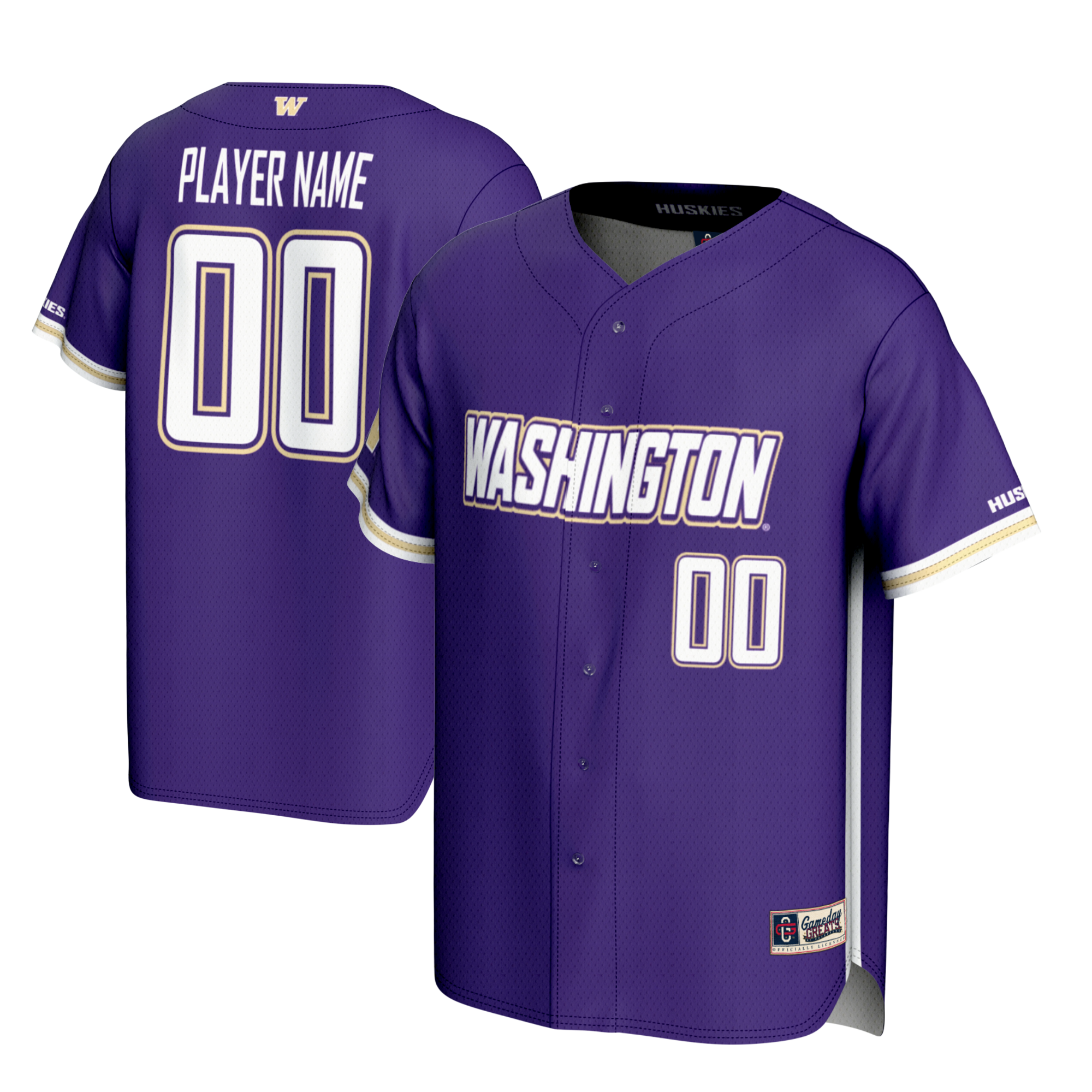 NIL Pick Baseball Washington Huskies Player Jersey Purple NCAA College Baseball Fan Wear