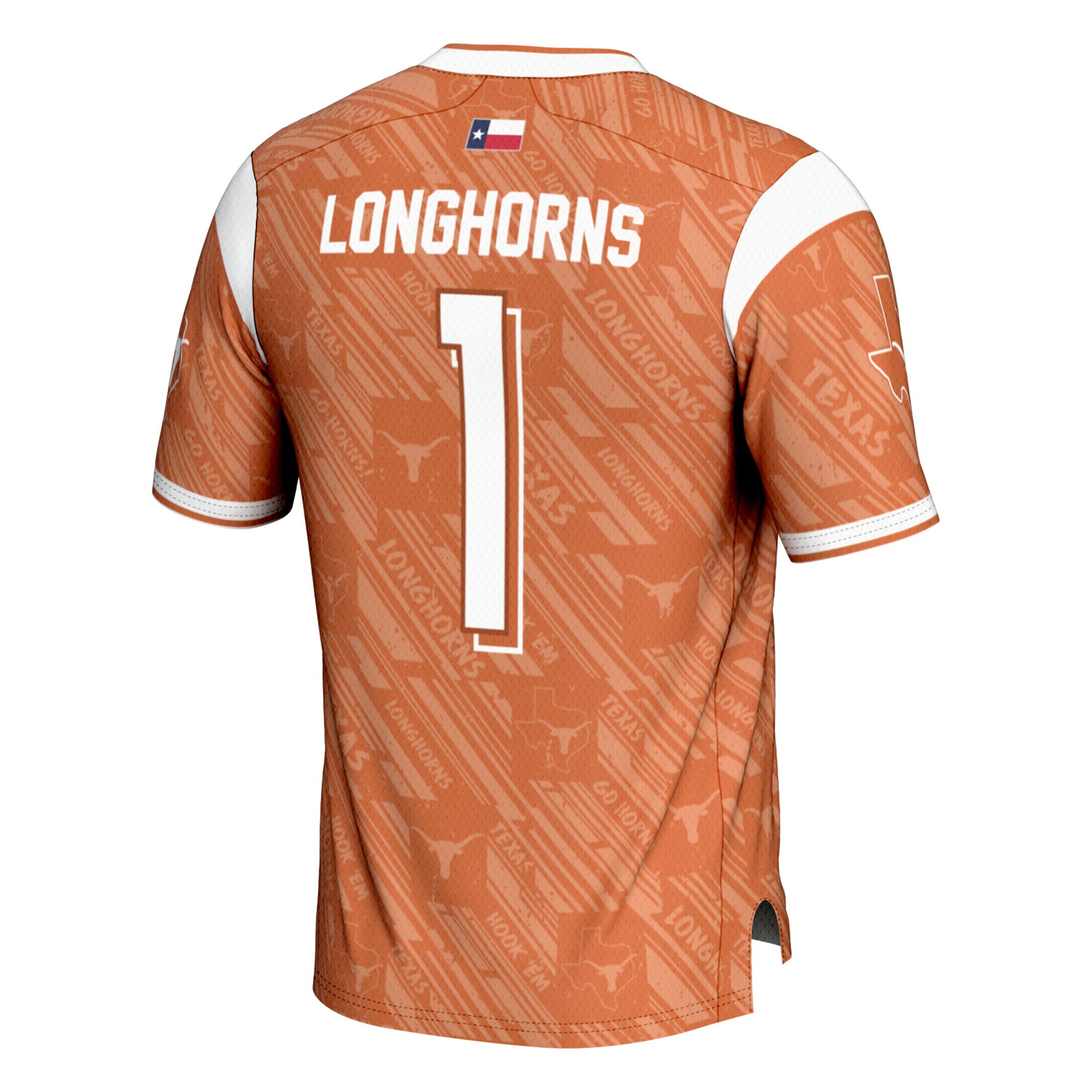 Highlight Print Fashion Texas Longhorns Game Jersey Orange NCAA College Football Fan Wear Highlight Print Fashion