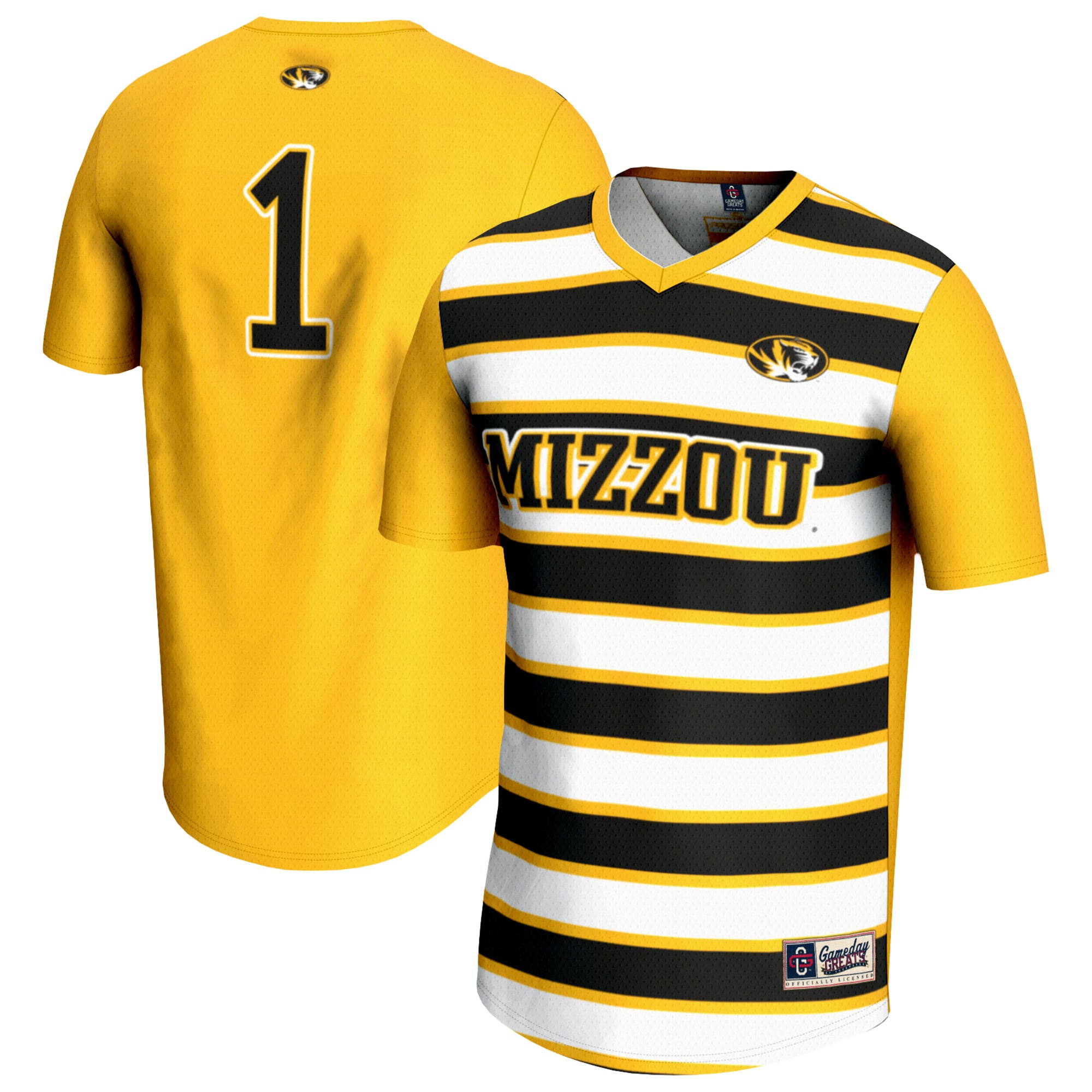 Soccer Fashion Missouri Tigers Game Jersey No.1 Gold NCAA College Soccer Fan Wear