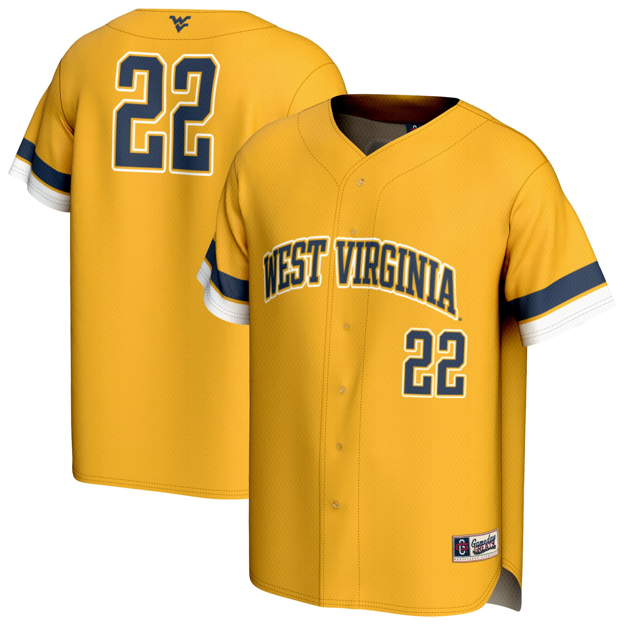 West Virginia Mountaineers Pick-A-Player Player Jersey Gold NCAA College Baseball Fan Wear