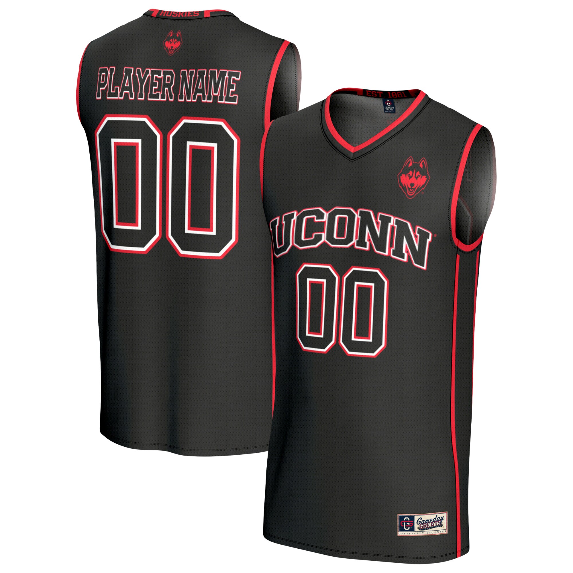 Collegiate UConn Huskies Player Jersey Black NCAA College Basketball Fan Wear