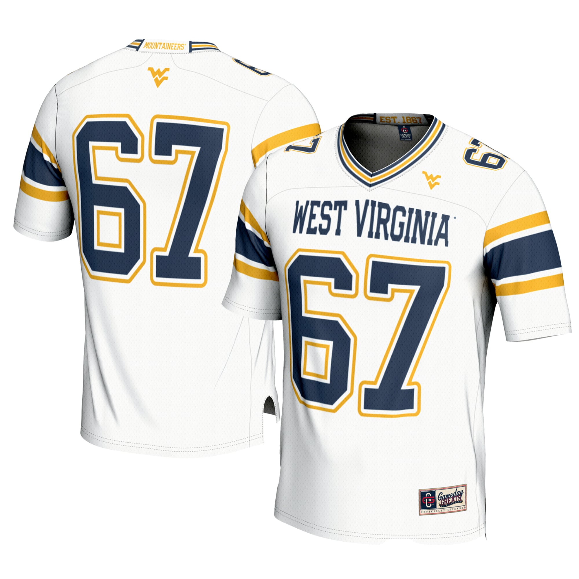 West Virginia Mountaineers Game Jersey No.1 White NCAA College Football Fan Wear