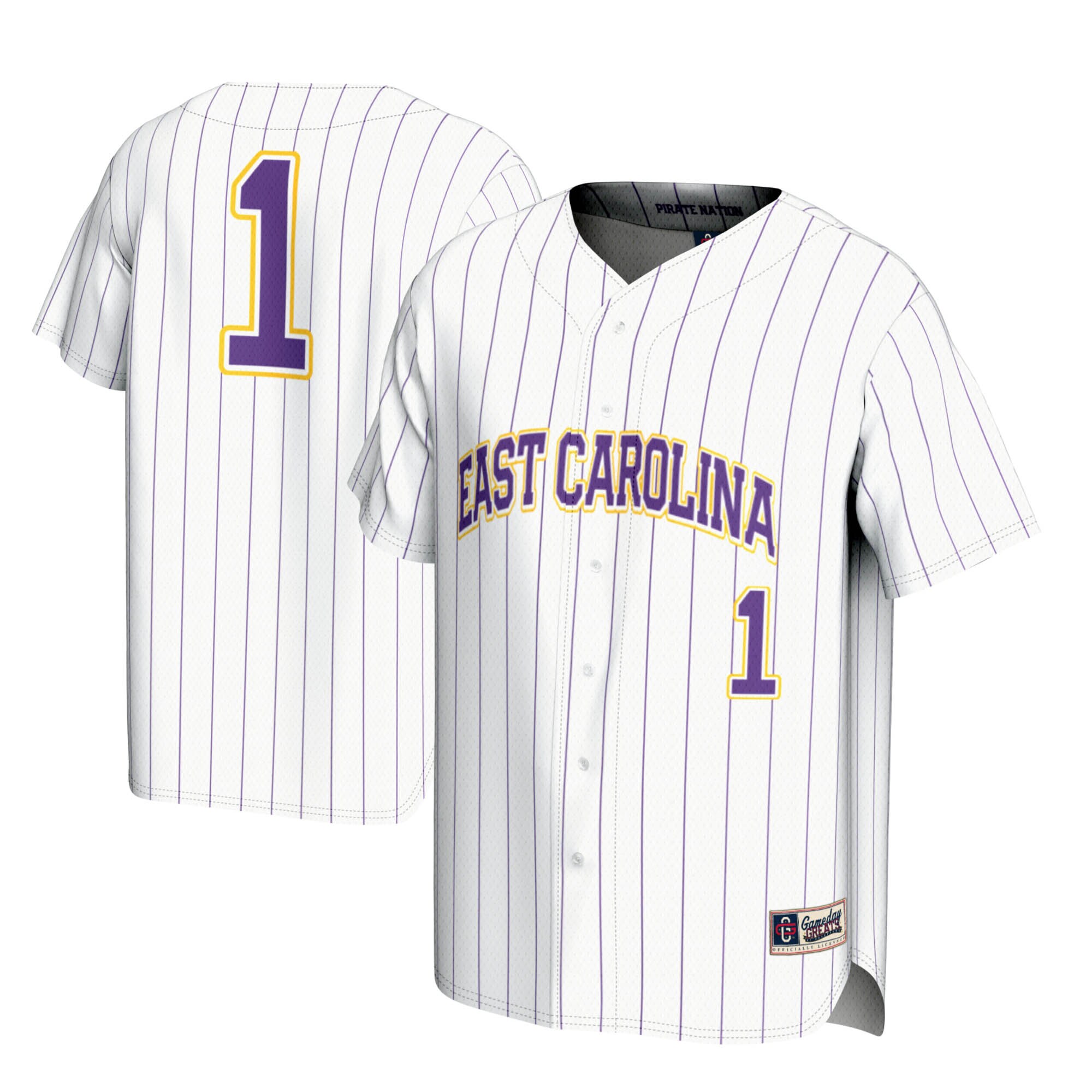 Baseball ECU Pirates Game Jersey White NCAA College Baseball Fan Wear