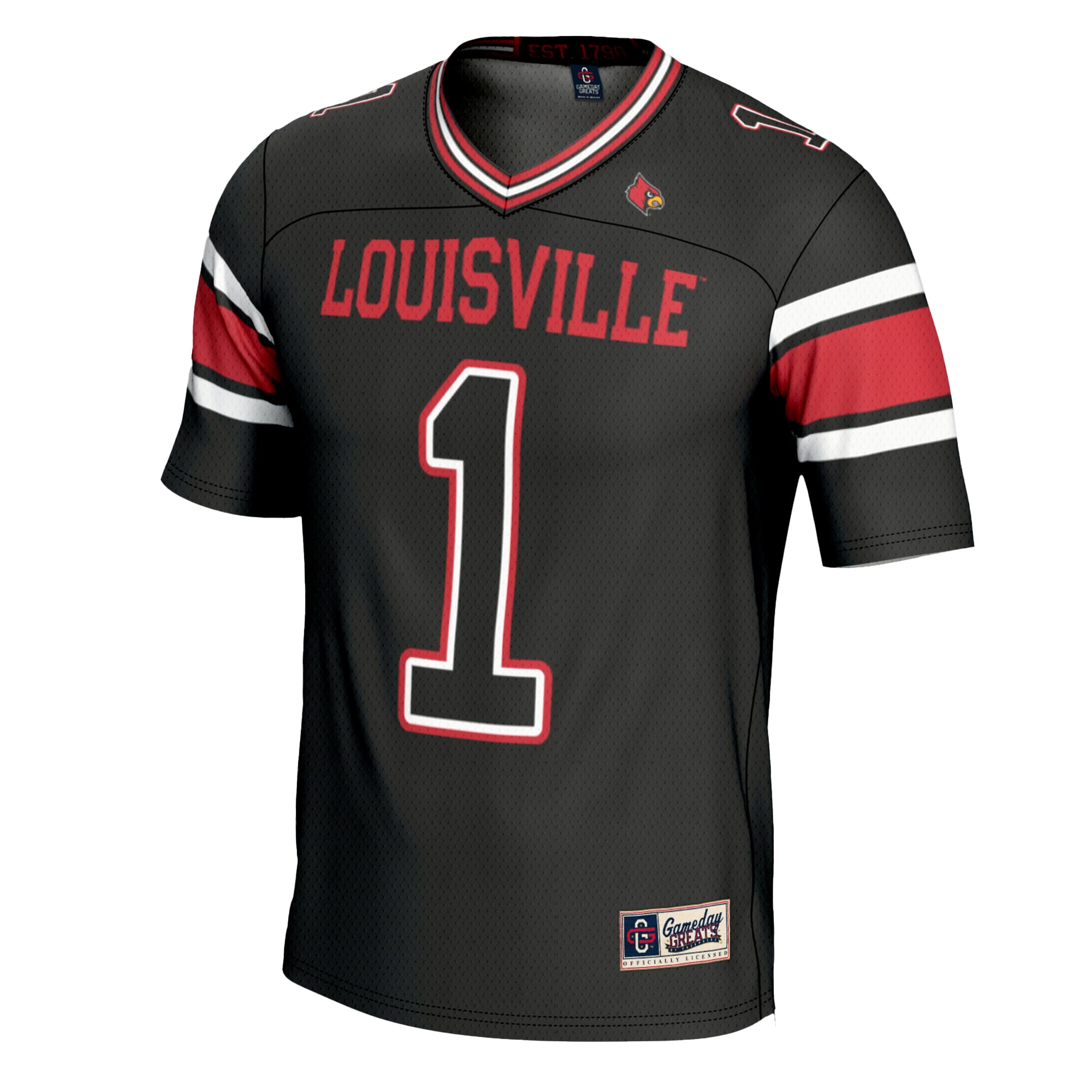Louisville Cardinals Game Jersey No.1 Black NCAA College Football Fan Wear
