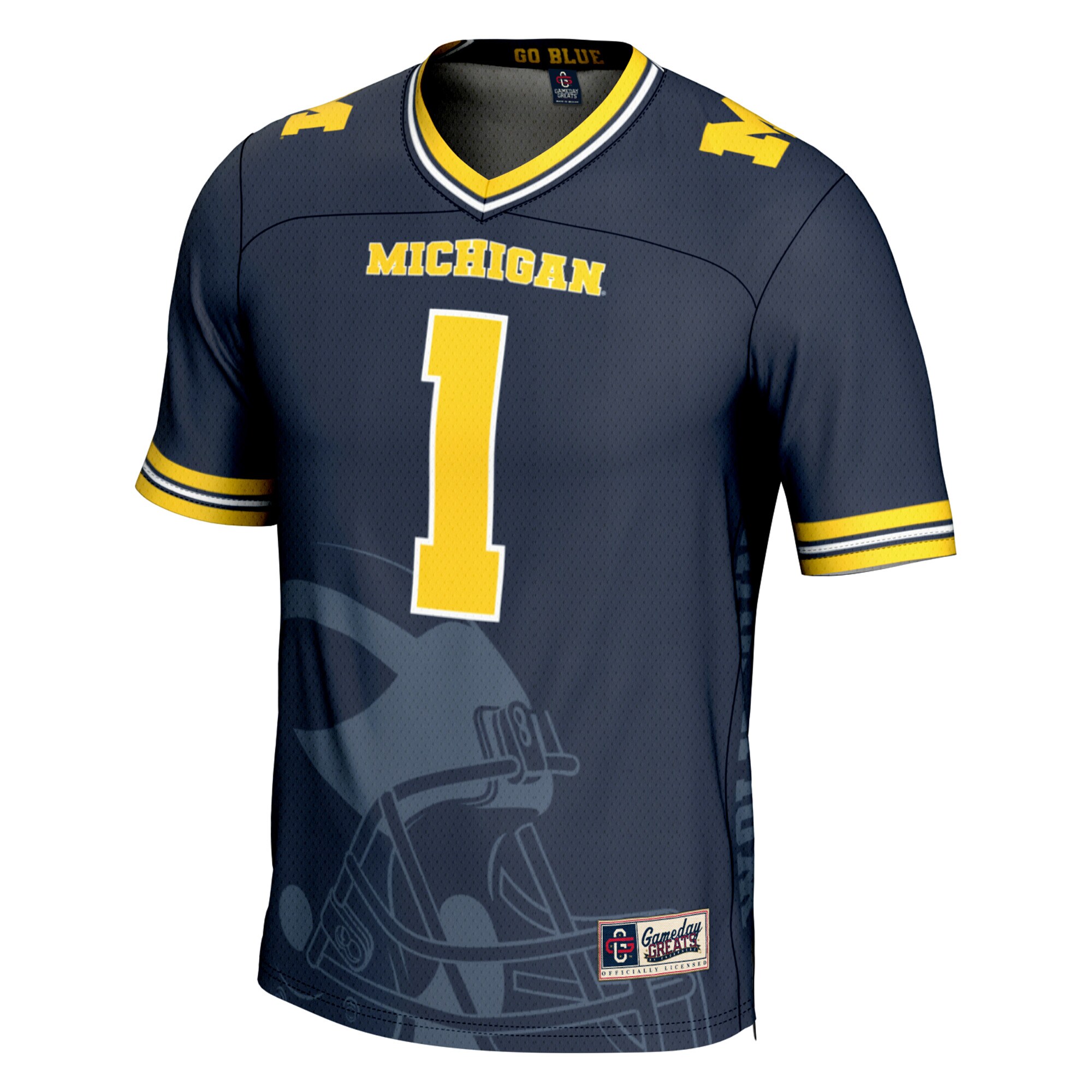 Print Fashion Michigan Wolverines Game Jersey Navy NCAA College Football Fan Wear Print Fashion