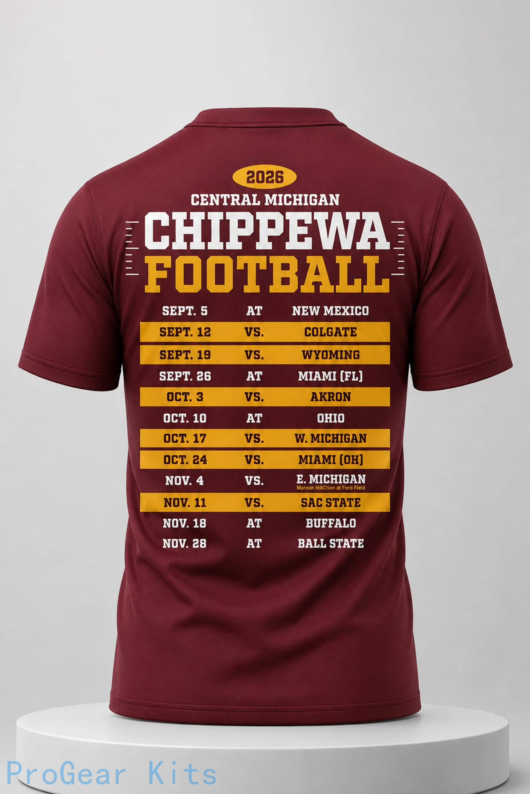 Schedule Central Michigan Chippewas Jersey NCAA College Football Fan Wear