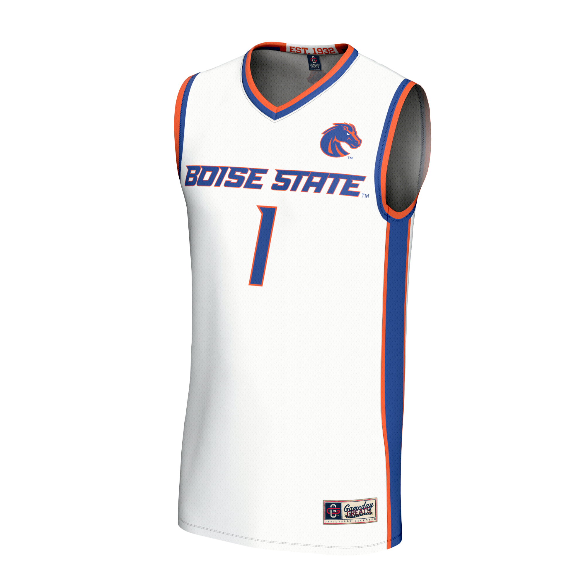 White Collegiate Basketball Boise State Broncos Game Jersey White NCAA College Basketball Fan Wear
