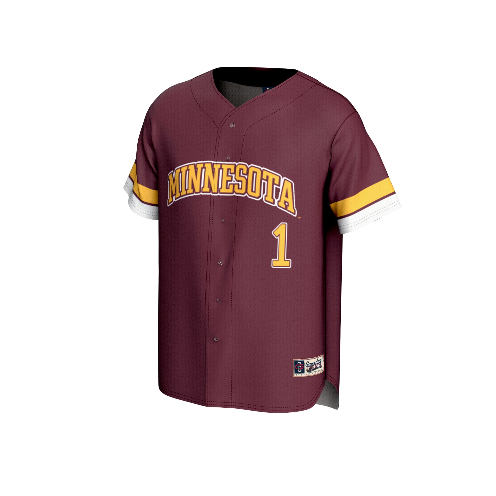 Collegiate Baseball Fashion Minnesota Golden Gophers Game Jersey No.1 Maroon NCAA College Baseball Fan Wear