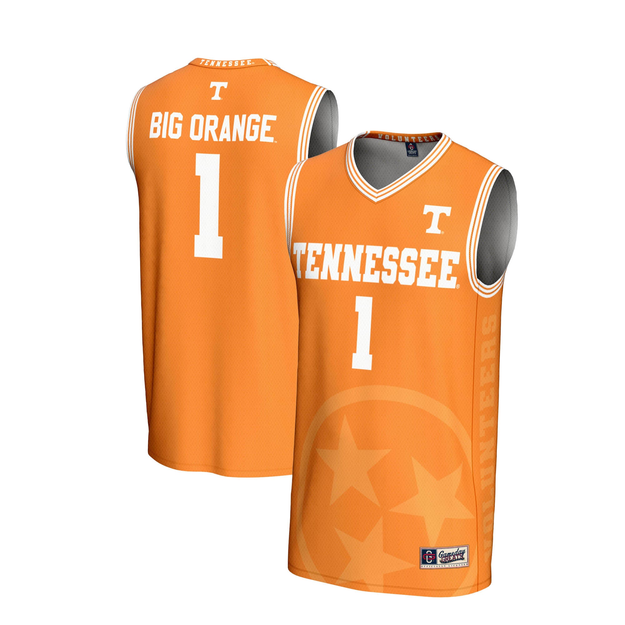 Print Basketball Tennessee Volunteers Game Jersey No.1 Orange NCAA College Basketball Fan Wear