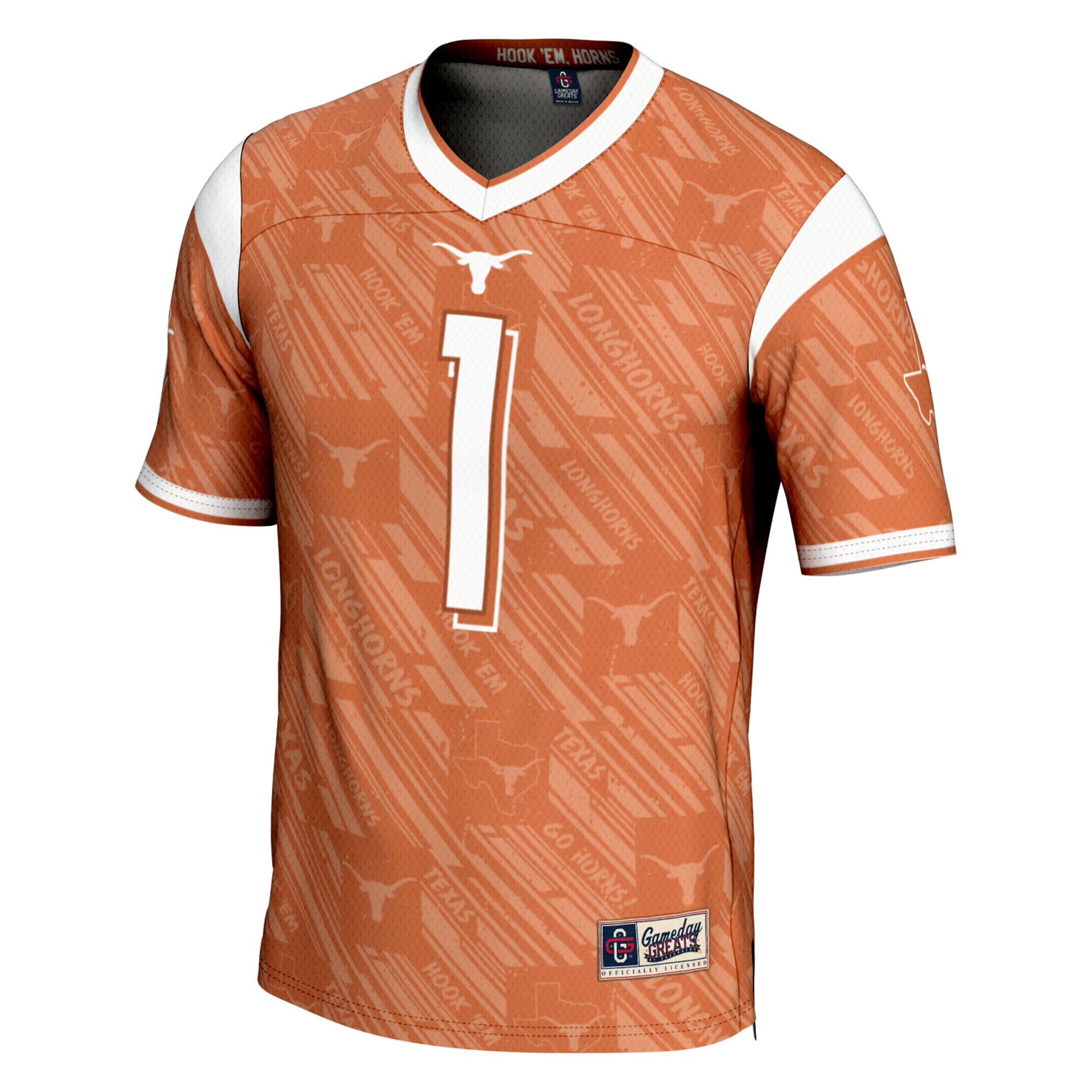Highlight Print Fashion Texas Longhorns Game Jersey Orange NCAA College Football Fan Wear