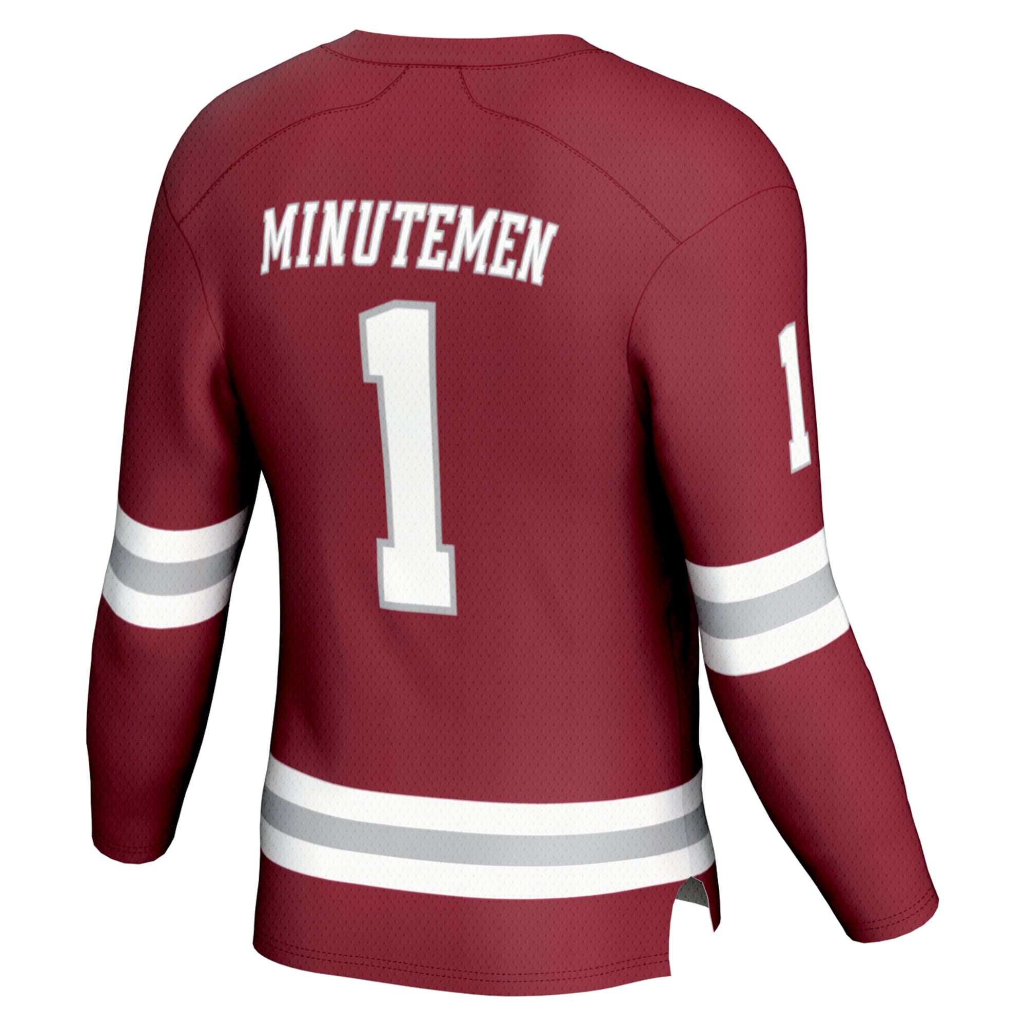 Hockey Fashion UMass Minutemen Game Jersey No.1 Maroon NCAA College Hockey Fan Wear Hockey Fashion