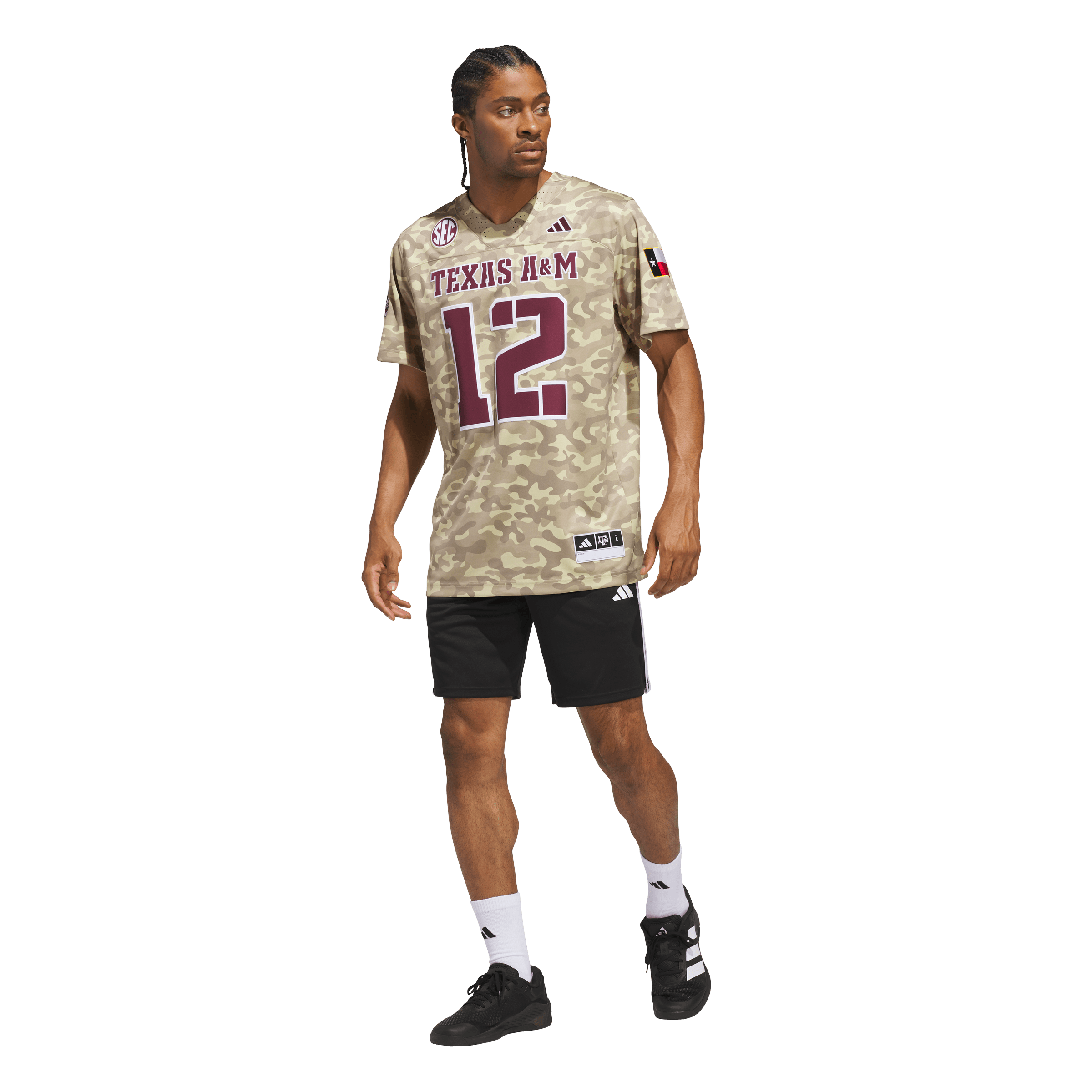 Beige Honor Support Texas A&M Aggies Jersey No.12 NCAA College Football Fan Wear Beige Honor Support