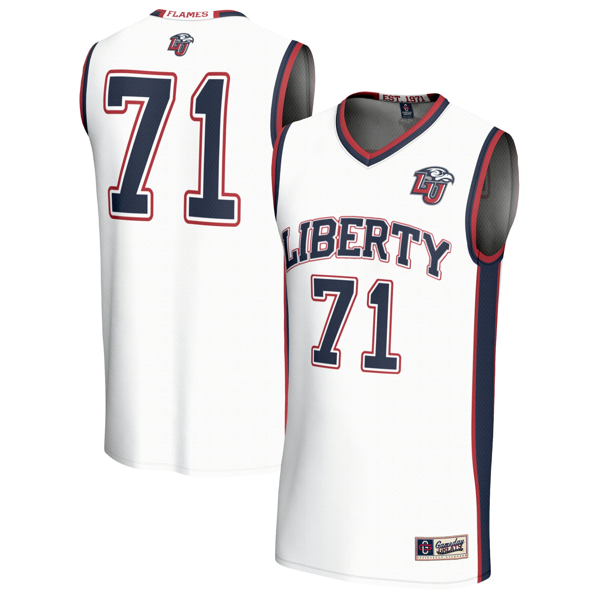 Basketball Fashion Liberty Flames Game Jersey White NCAA College Basketball Fan Wear Basketball Fashion
