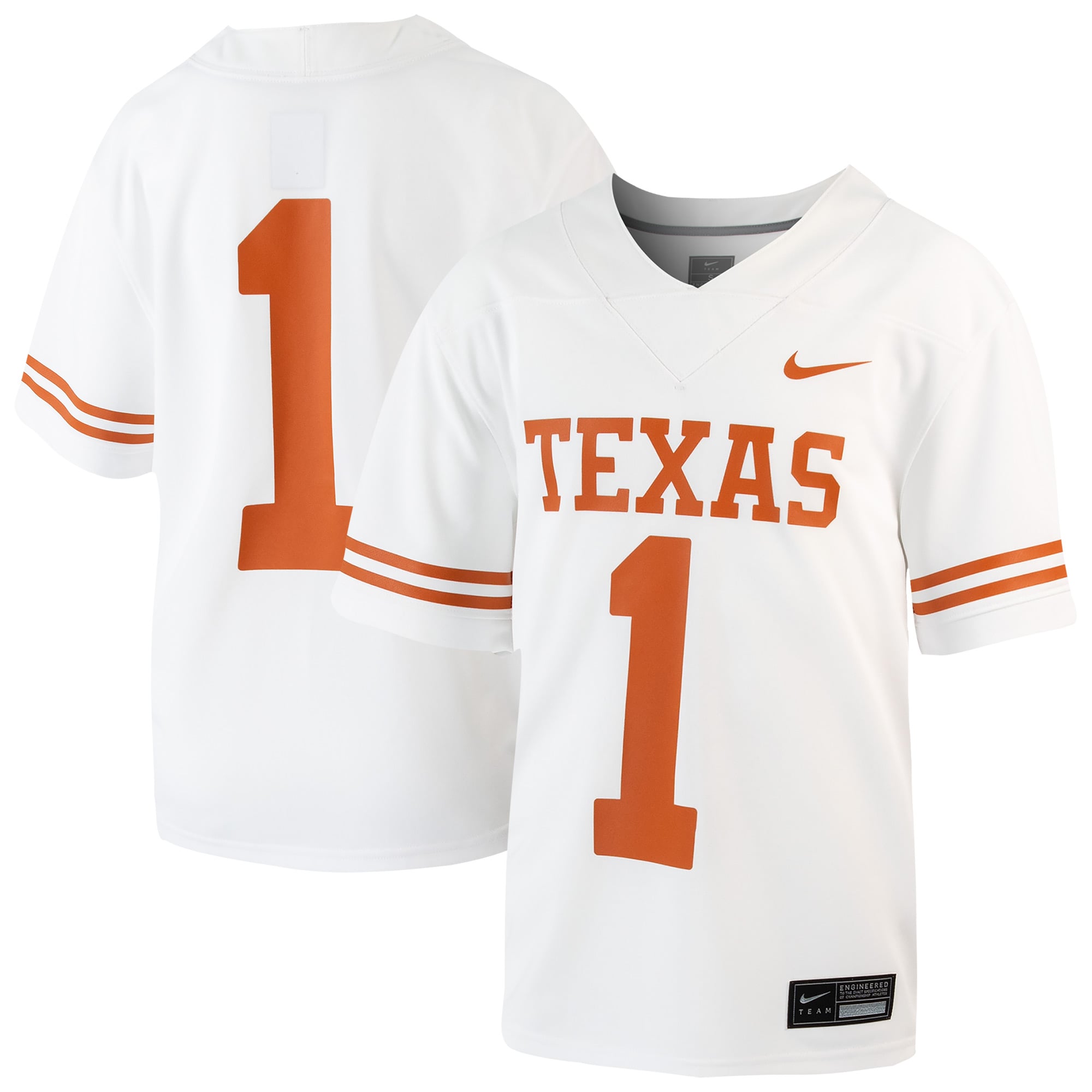 Signature Texas Longhorns Jersey No.1 White NCAA College Football Fan Wear Signature