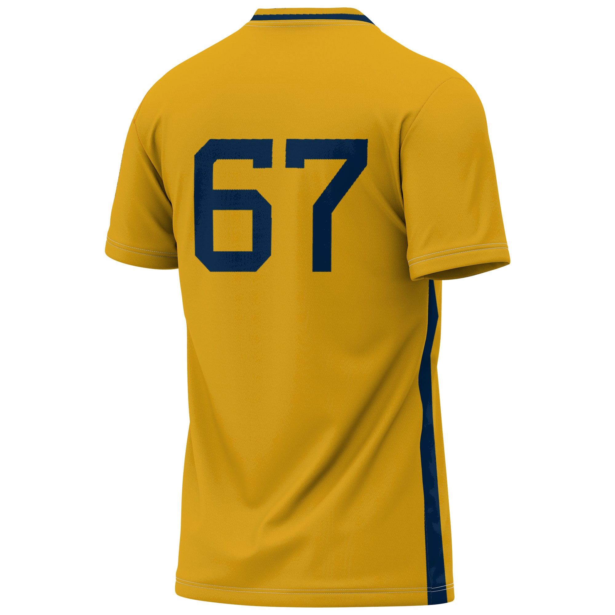 Soccer Fashion West Virginia Mountaineers Game Jersey No.67 Gold NCAA College Soccer Fan Wear Soccer Fashion