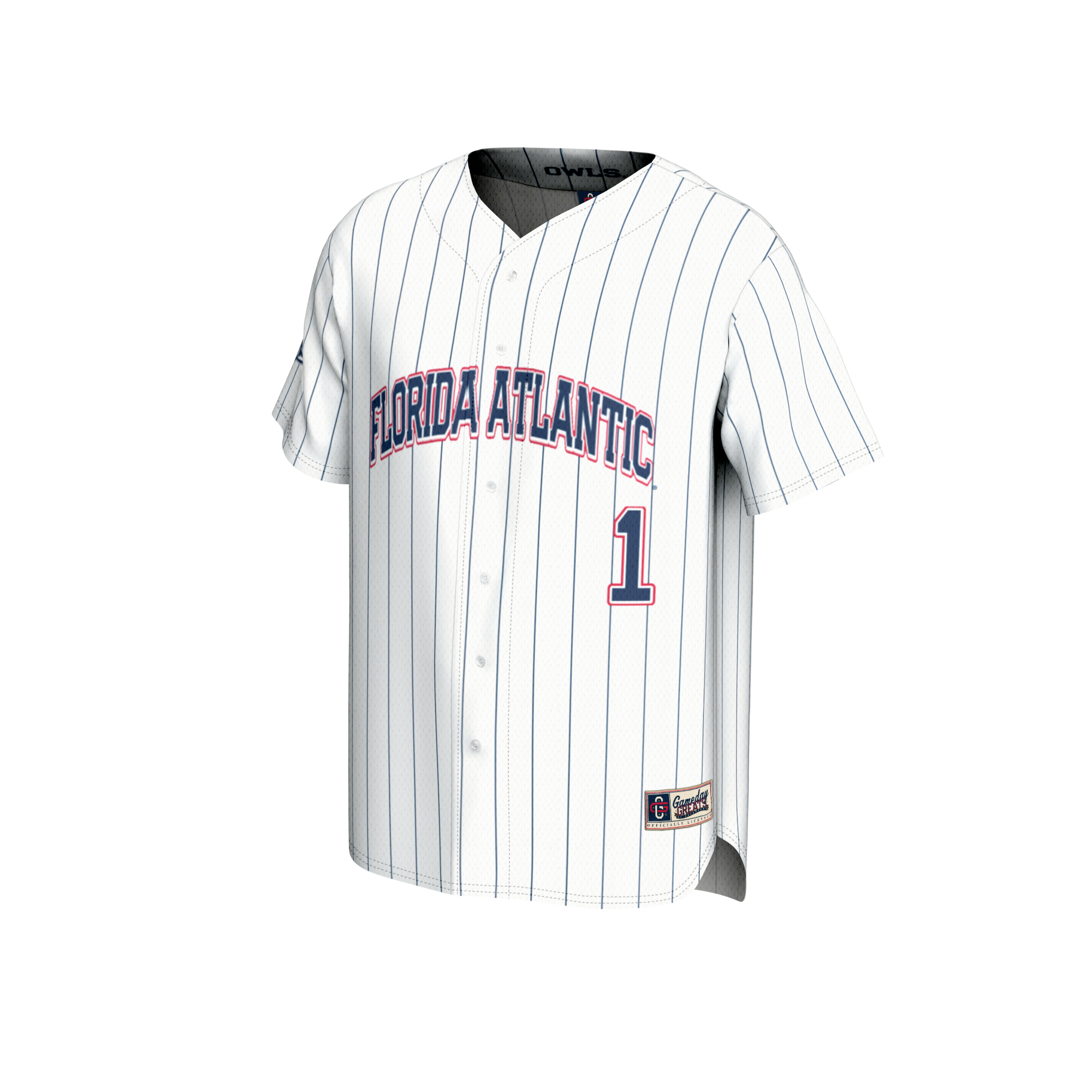 Collegiate Baseball Fashion Florida Atlantic Owls Game Jersey White NCAA College Baseball Fan Wear