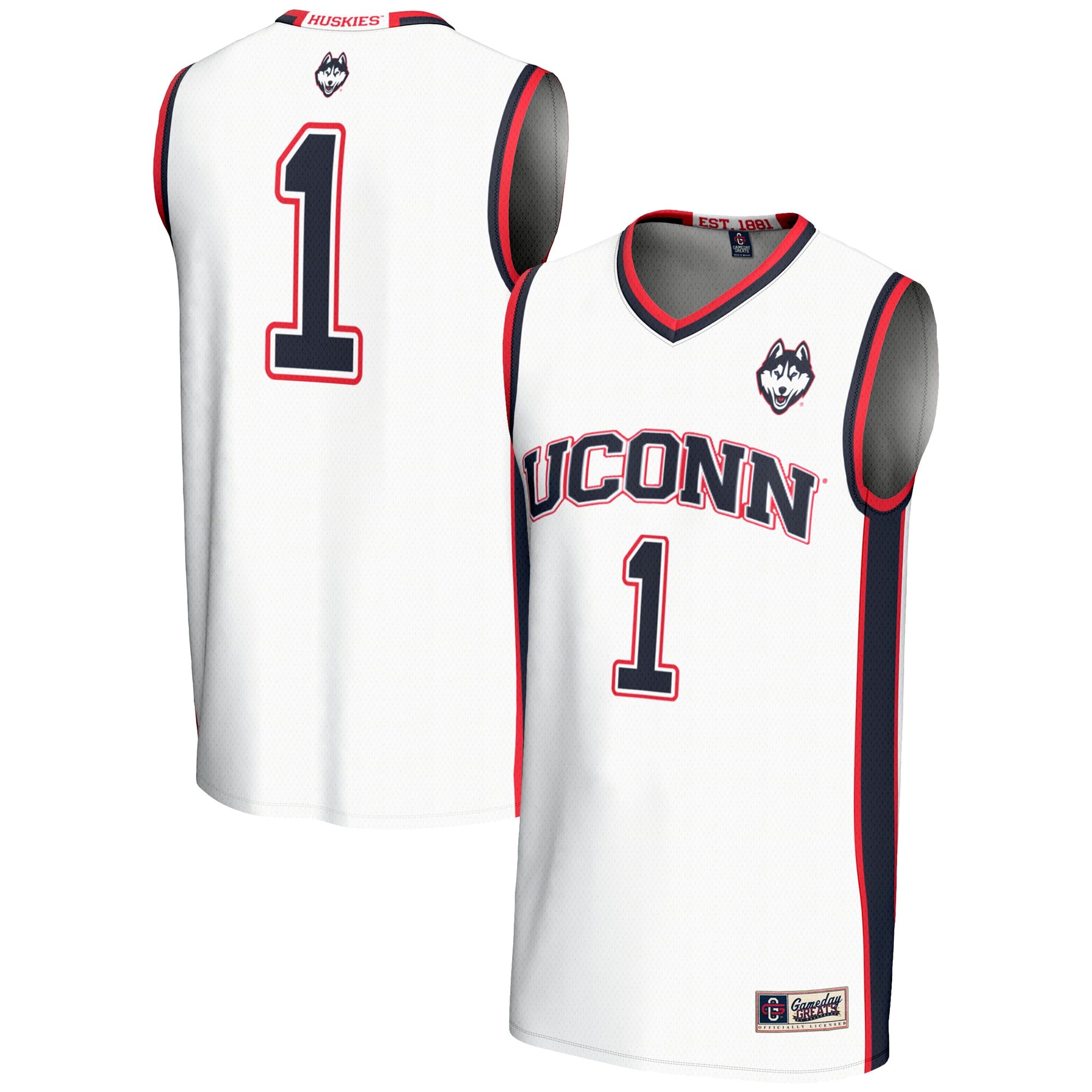 Basketball UConn Huskies Game Jersey White NCAA College Basketball Fan Wear