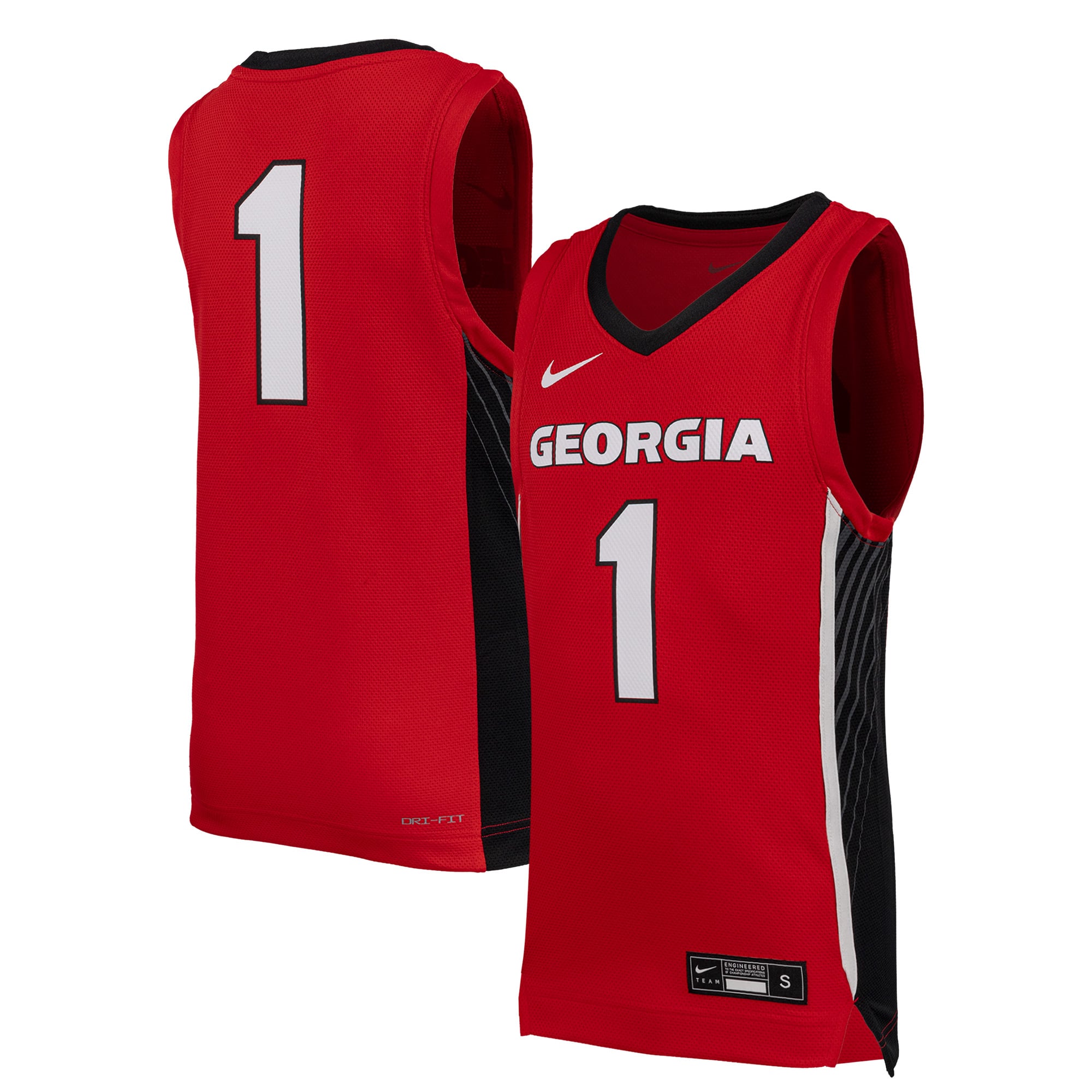 Heritage Basketball Premium Georgia Bulldogs Jersey No.1 Red NCAA College Basketball Fan Wear Heritage Basketball Premium