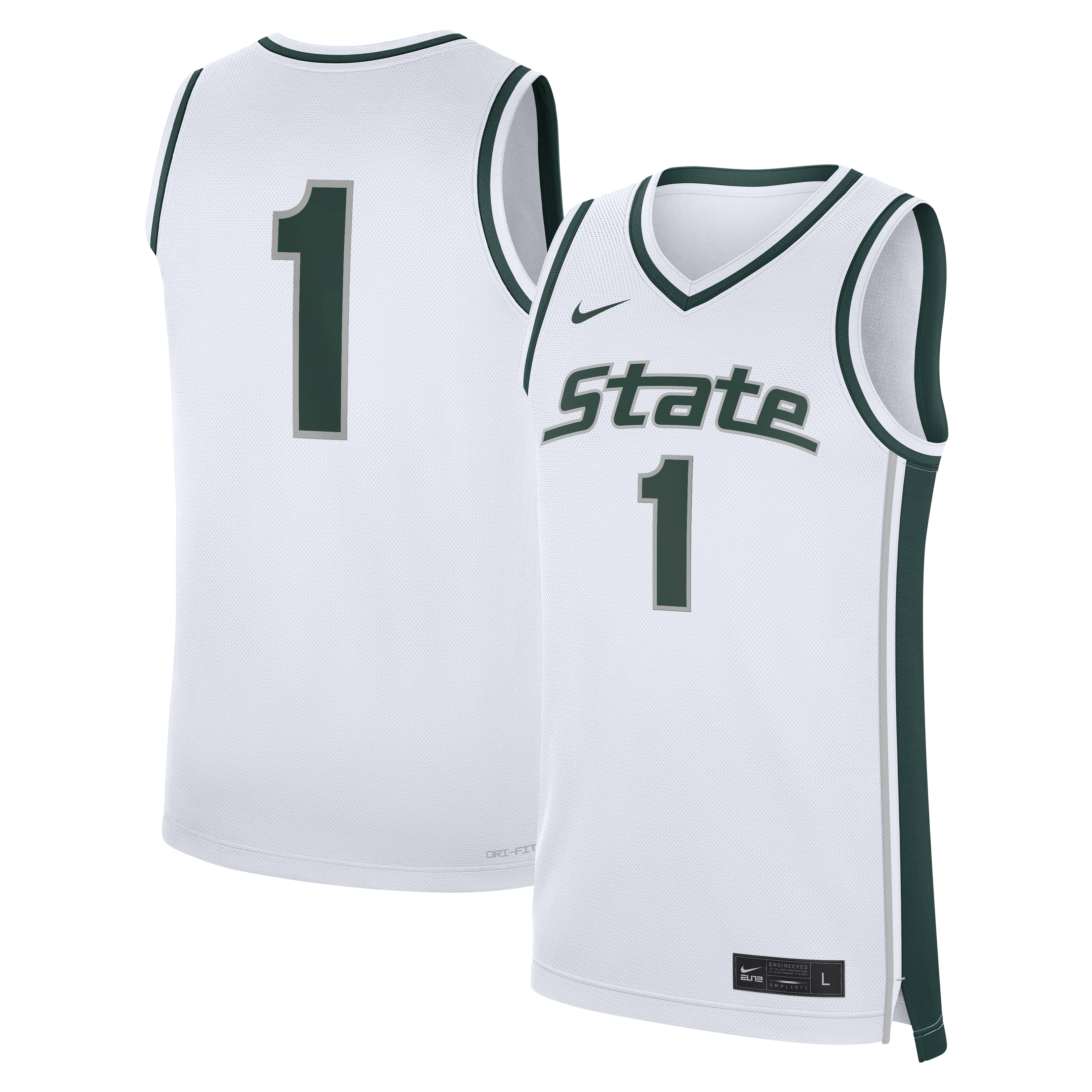 White Basketball Michigan State Spartans Game Jersey No.1 White NCAA College Basketball Fan Wear