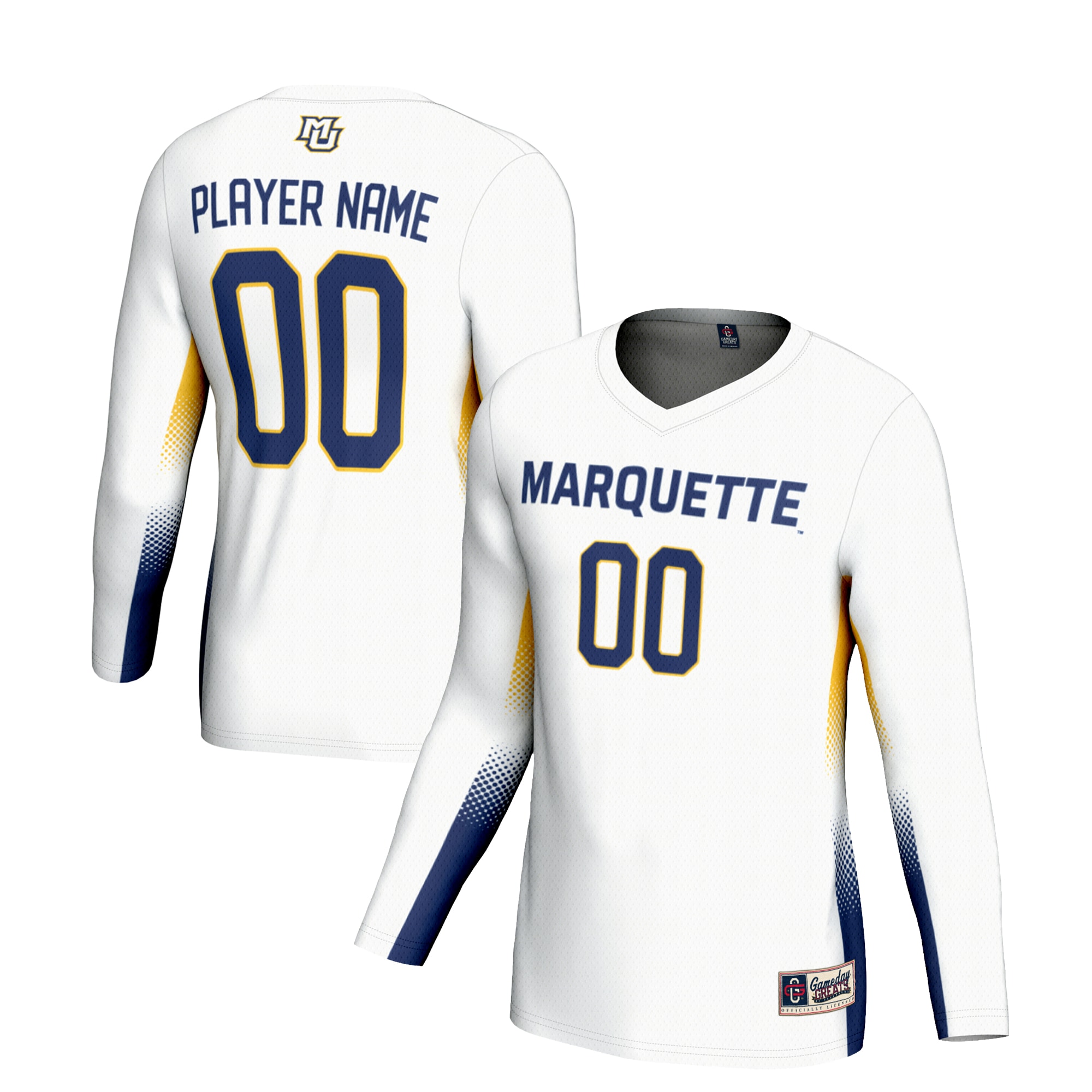 NIL Volleyball Marquette Golden Eagles Game Jersey White NCAA College Volleyball Fan Wear NIL Volleyball
