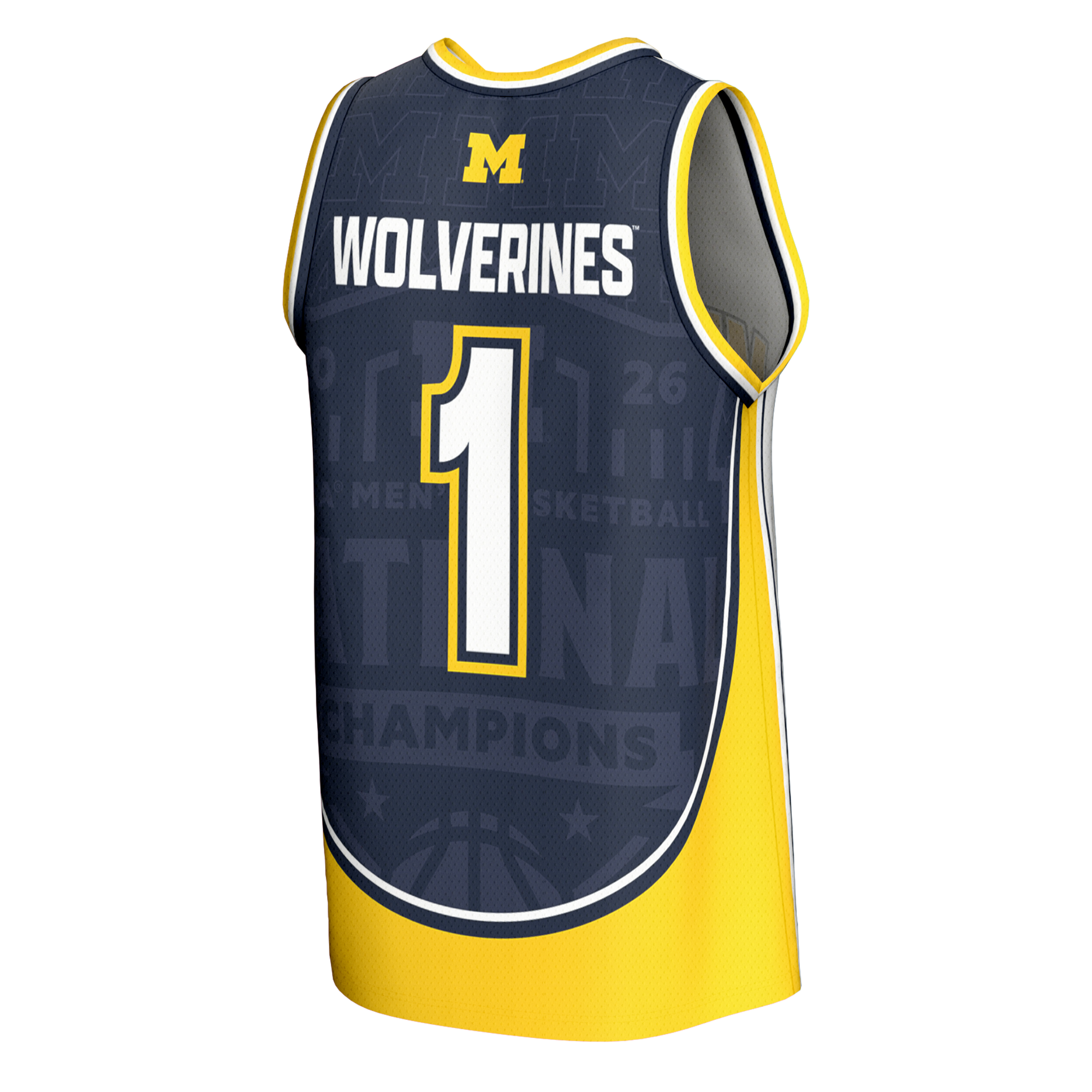 Basketball Champions Commemorative Michigan Wolverines Game Jersey No.1 White NCAA College Basketball Fan Wear Basketball Champions Commemorative
