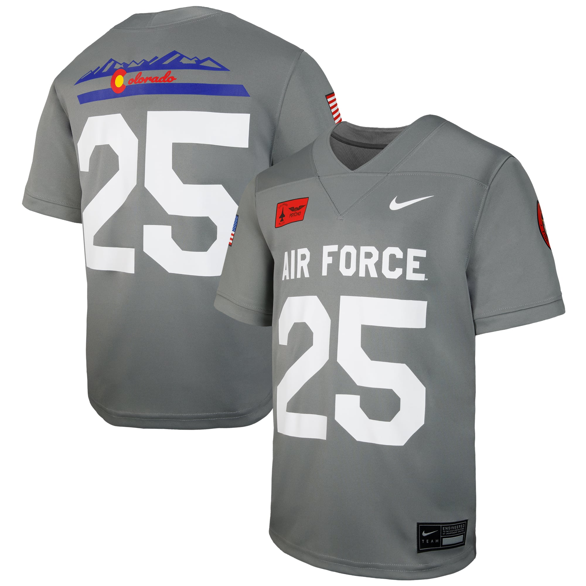 Gray Air Force Falcons Game Jersey No.25 Gray NCAA College Football Fan Wear Gray
