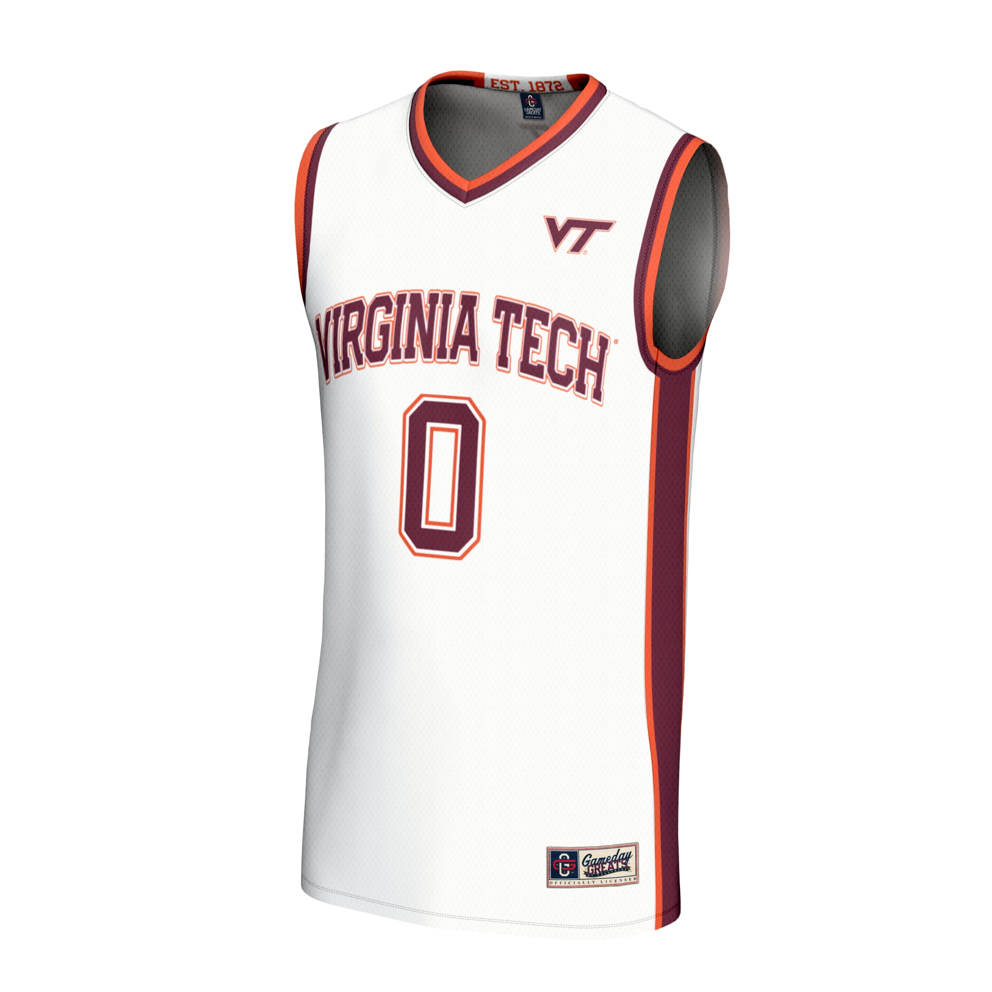 Collegiate Basketball Fashion Virginia Tech Hokies Game Jersey White NCAA College Basketball Fan Wear Collegiate Basketball Fashion