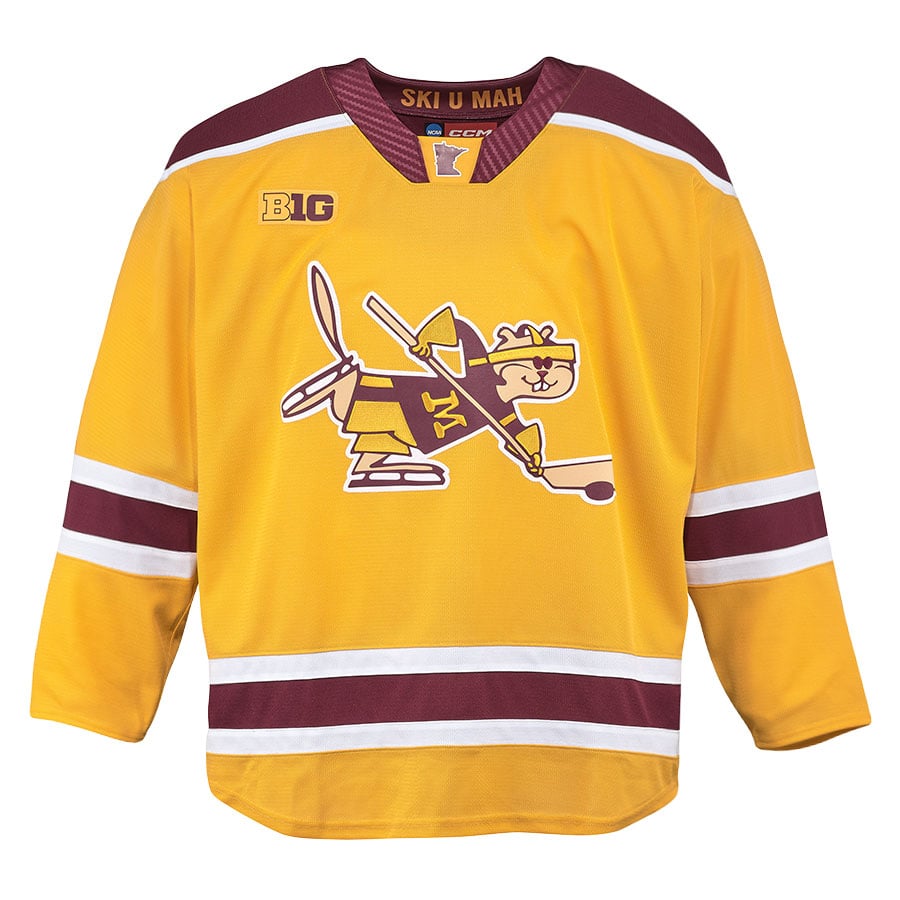 CCM Gold Hockey Minnesota Golden Gophers Replica Jersey Gold NCAA College Hockey Fan Wear