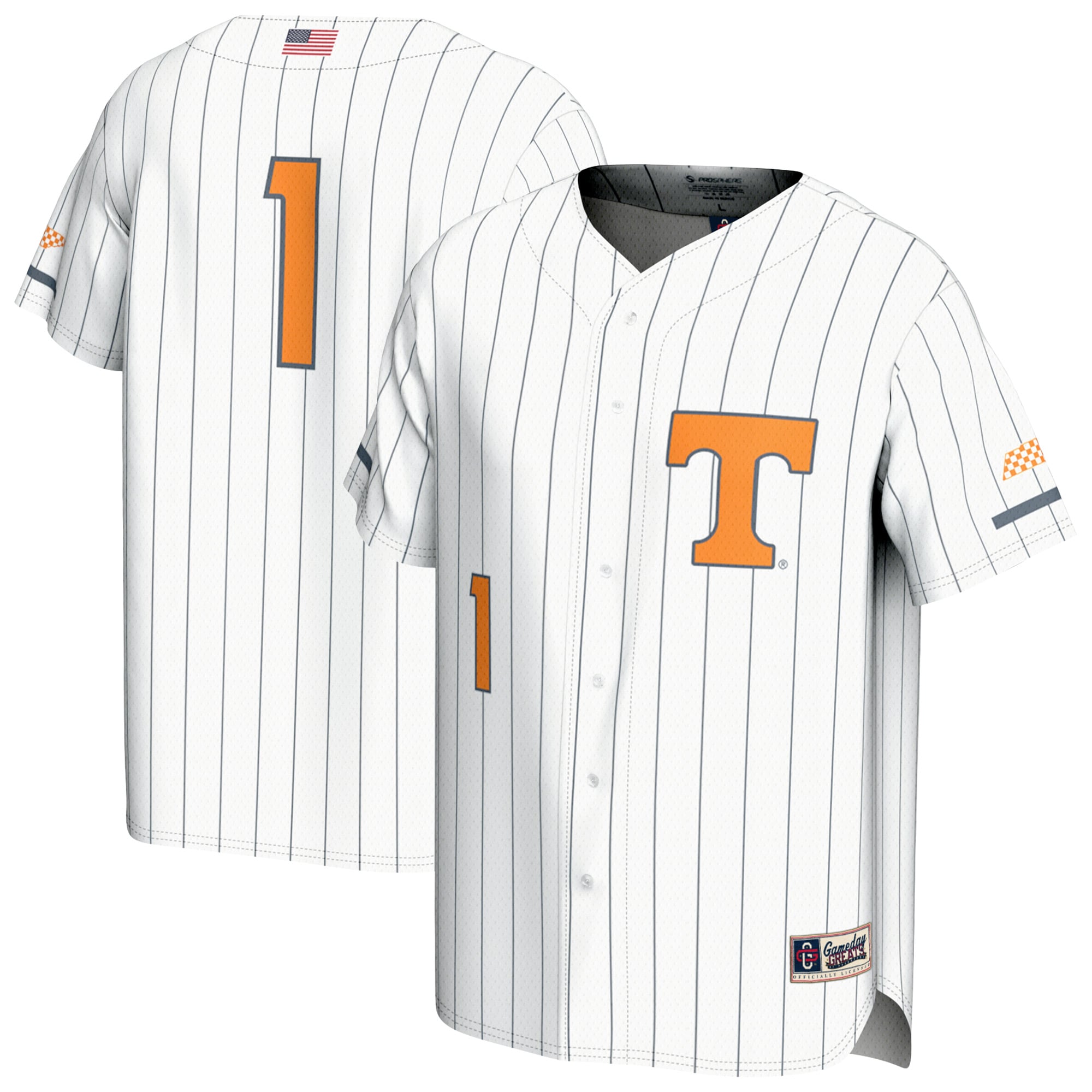 Modern Tennessee Volunteers Jersey No.1 White NCAA College Baseball Fan Wear